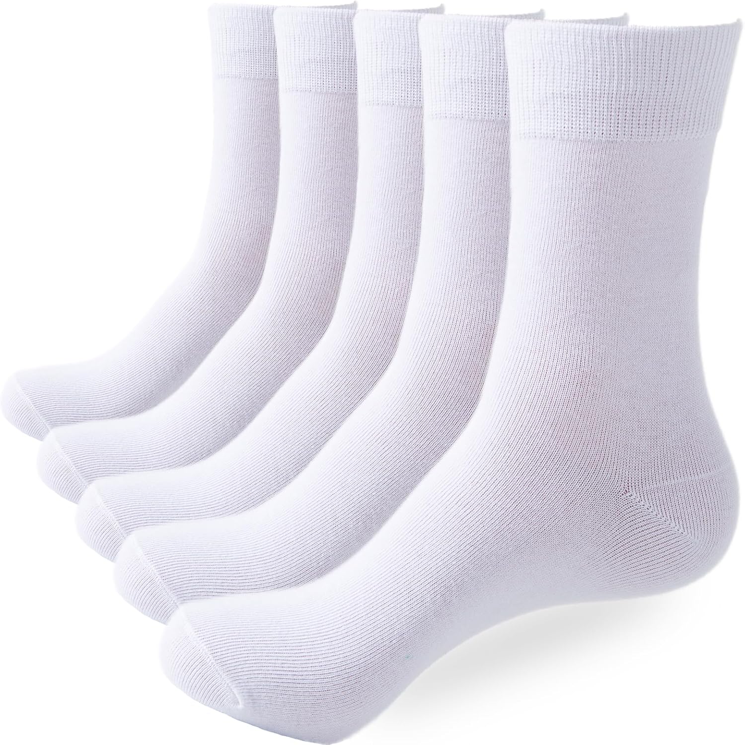 Hocerlu Thin Mens Cotton Socks, 5 Pairs Comfortable and Breathable Men's Crew Dr...