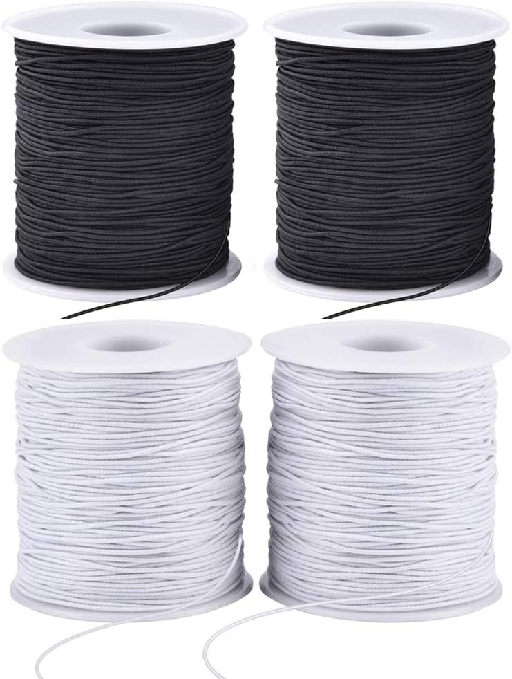 Stretchy String for Bracelets, 4 Rolls 1 mm Sturdy Elastic String Elastic Cord f...
