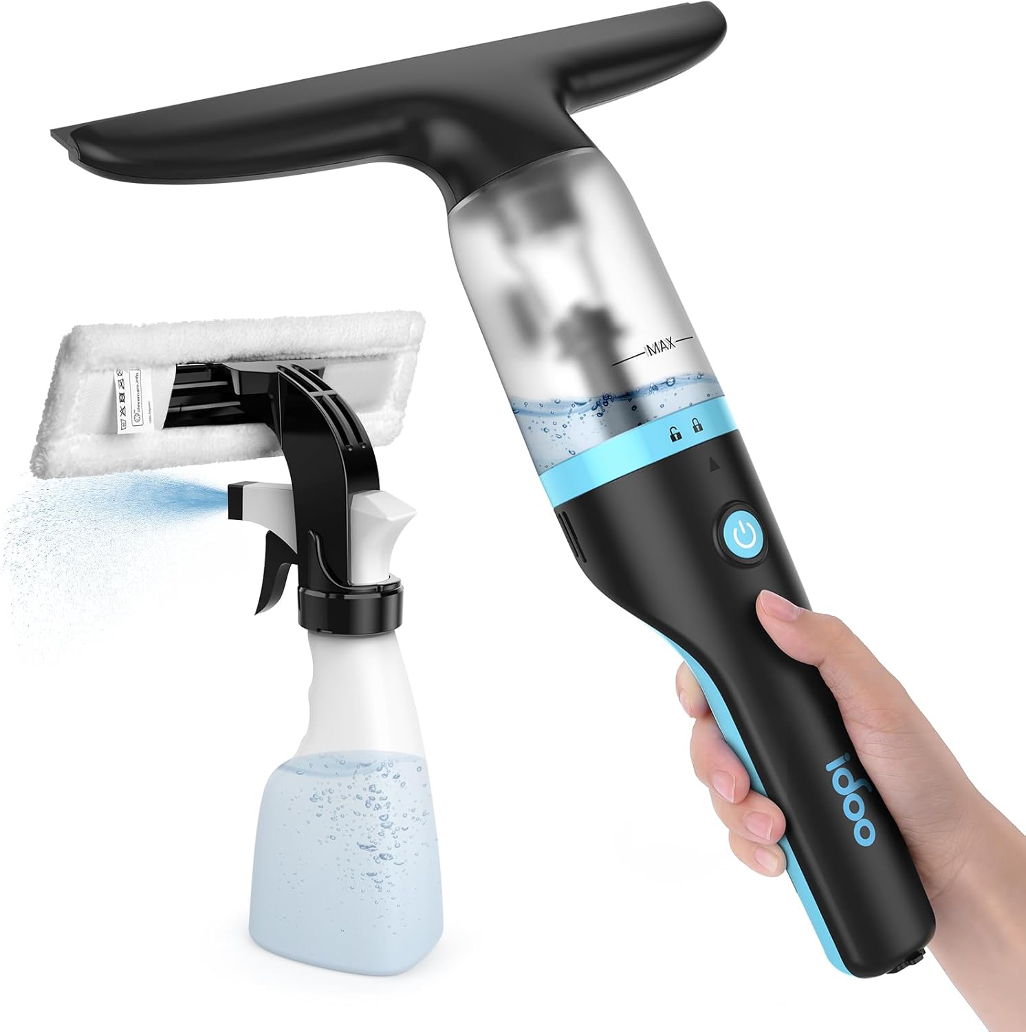iDOO Window Vac, Cordless Window Vacuum, Rechargeable Window Cleaner with Spray...