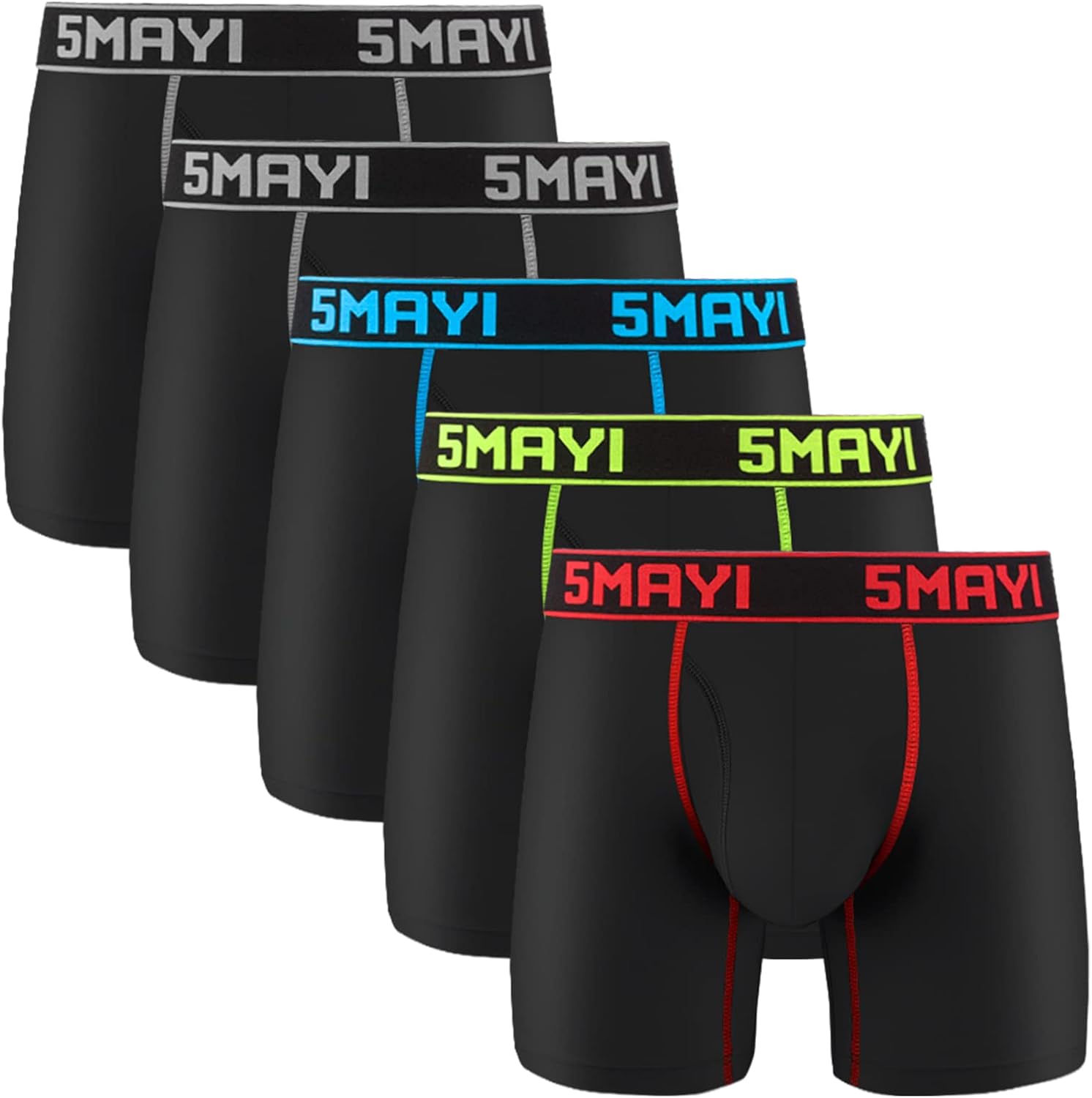 5Mayi Men's Boxer Briefs Fly Front with Pouch Athletic Mens Underwear Performanc...