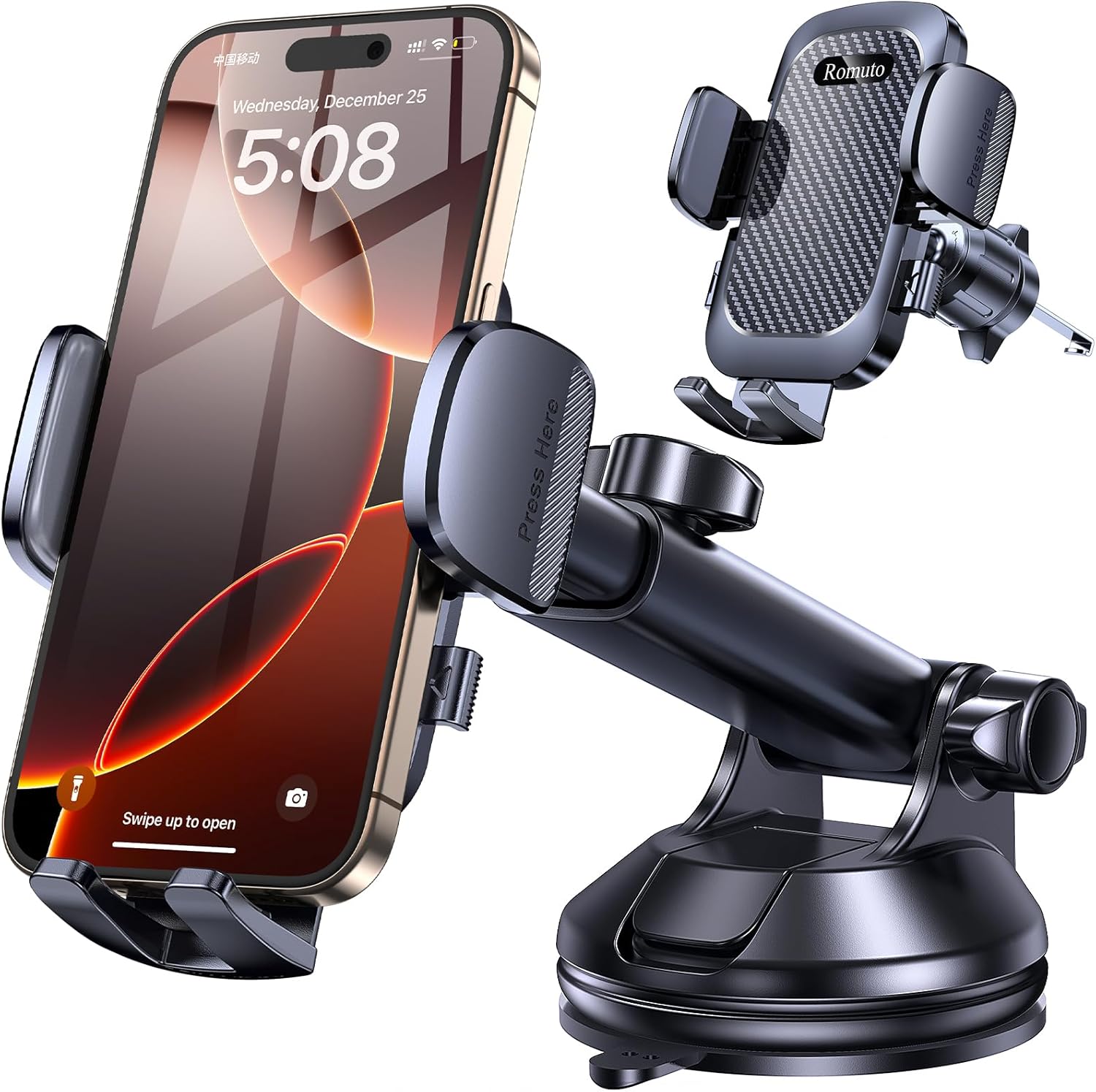 Phone Holders for Your Car【Upgraded Strongest Suction】Car Phone Holder Mount D...