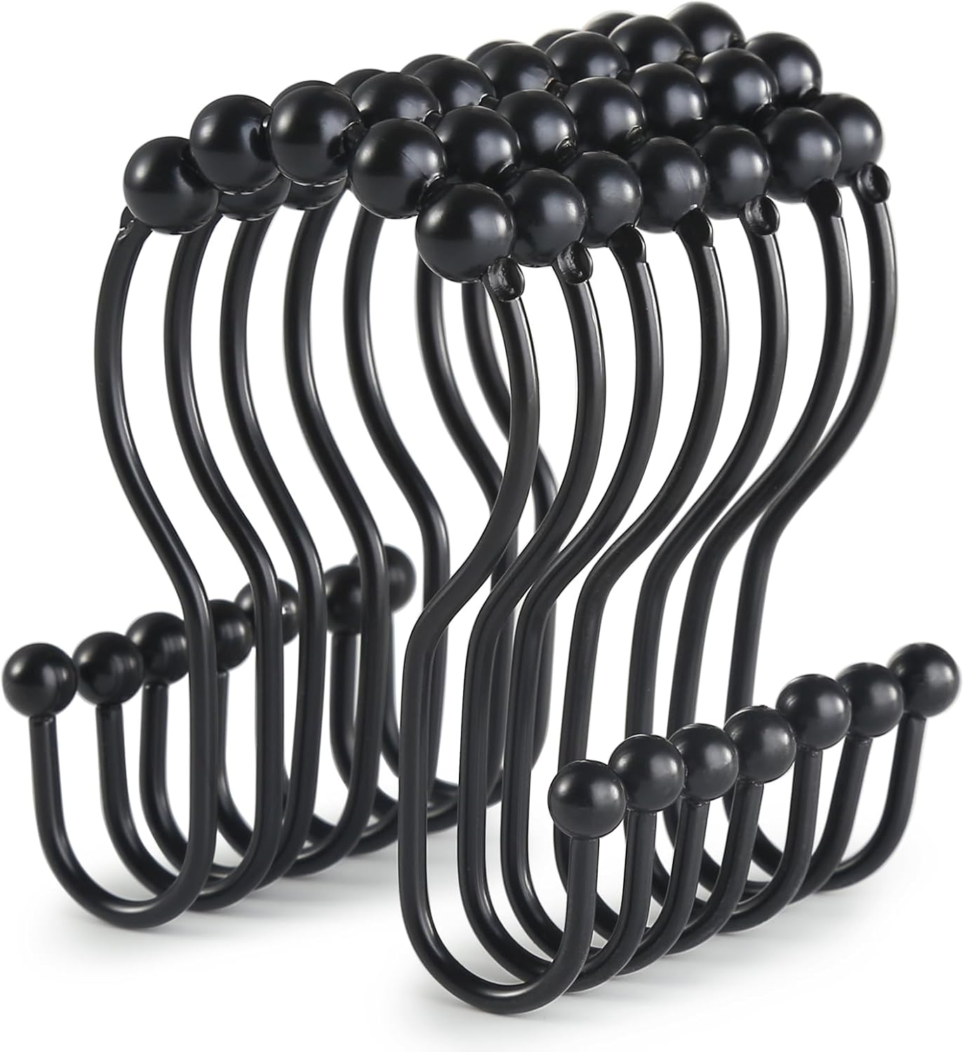 Goowin Shower Curtain Hooks, 12 Pcs Shower Curtain Rings, Stainless Steel Black...