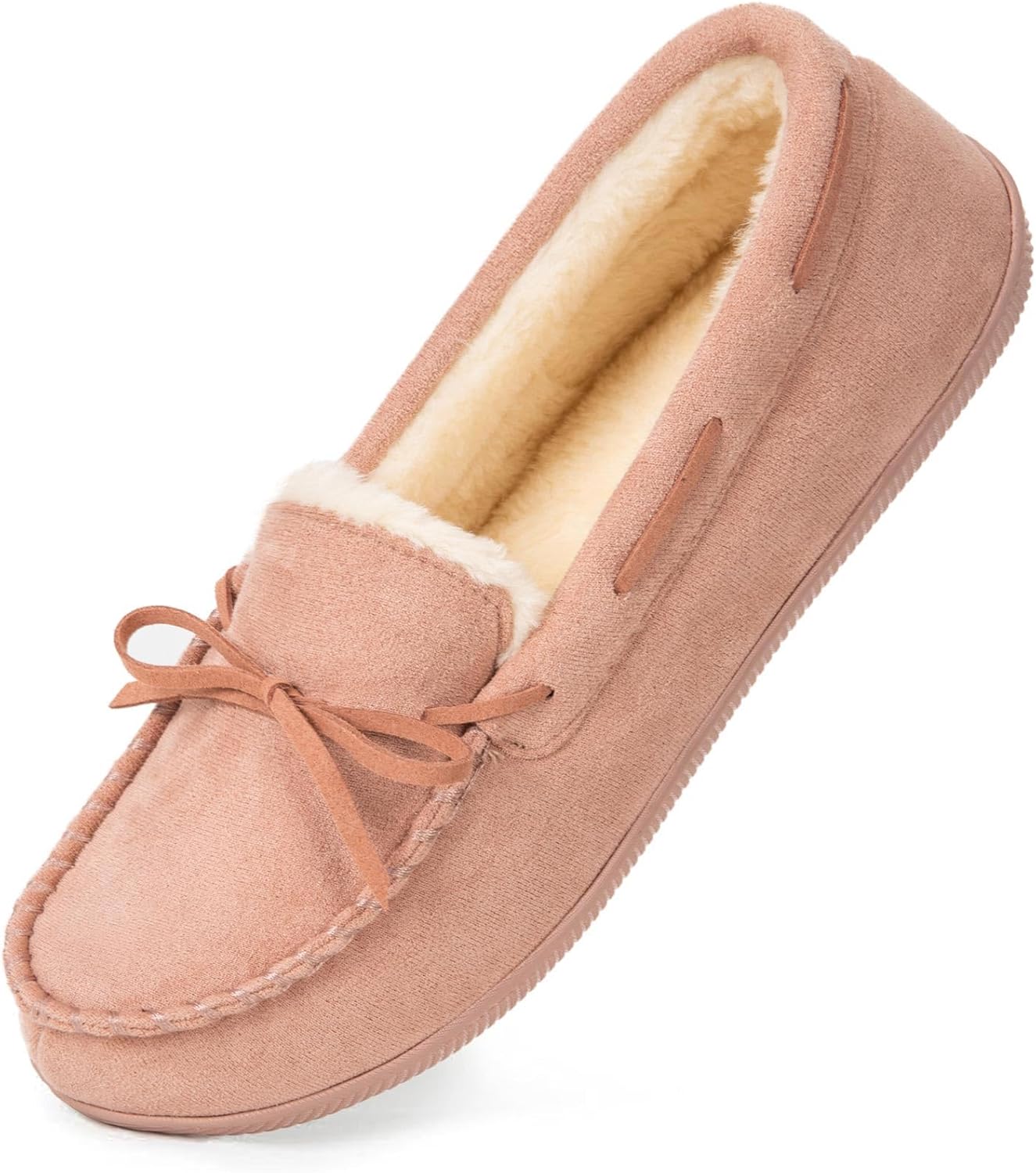 HomeTop Women's Moccasin Slippers Comfy Warm Fluffy Memory Foam Non-Slip Indoor...