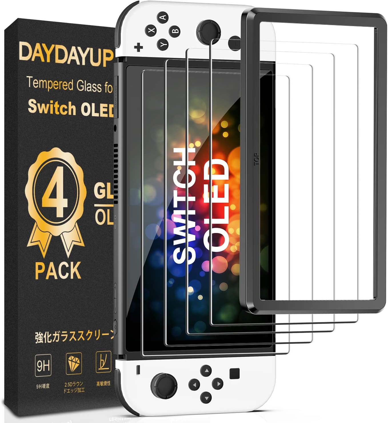 daydayup [4 Pack Tempered Glass Screen Protector Compatible with Nintendo Switch...