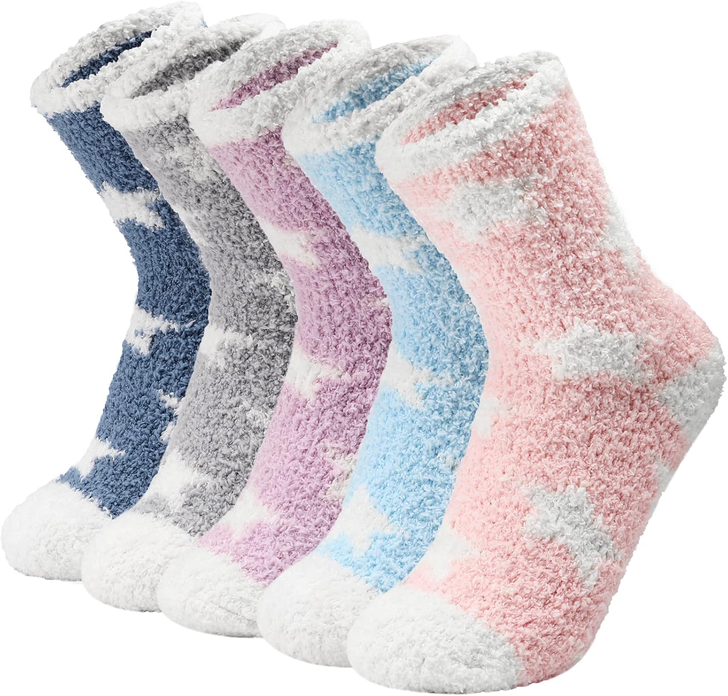 YANGTE 5Pair Fluffy Socks for Women and Girls Warm Soft Fuzzy Thick Cozy Home Sl...