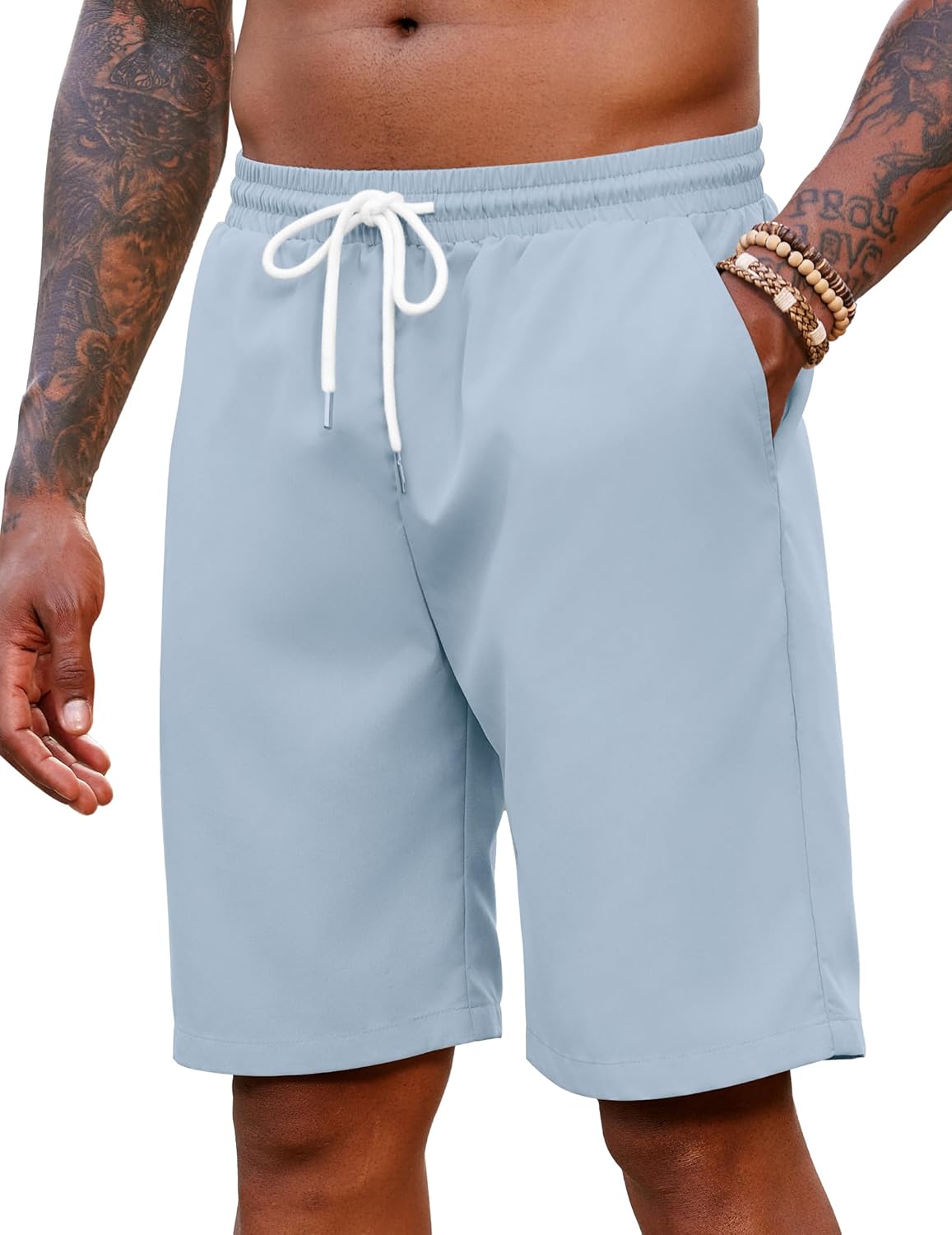 COOFANDY Men's Hawaiian Beach Shorts Elastic Waist Drawstring Lightweight Summer...