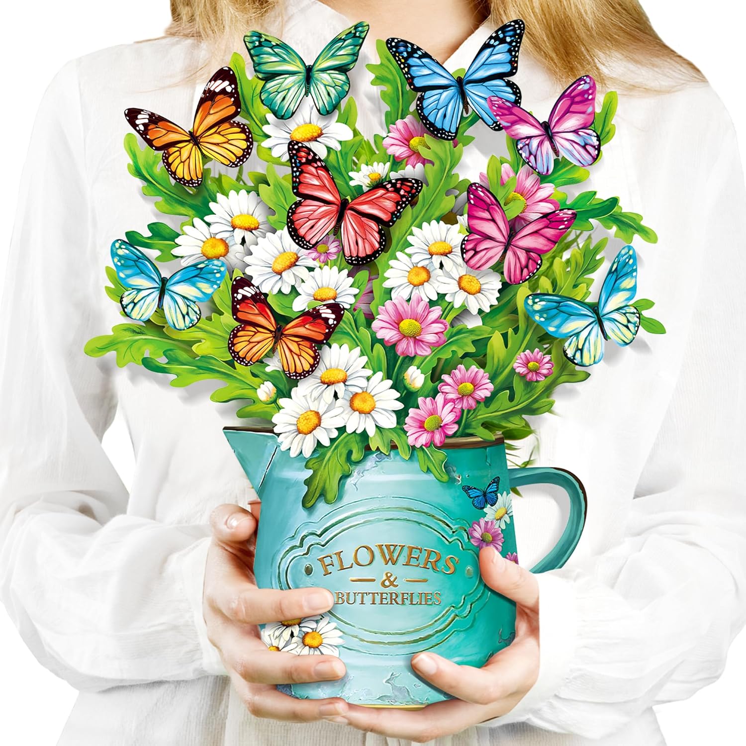 Airpark Pop Up Flower Cards, Paper Flowers Bouquet 12’‘ Daisies and Butterflies...