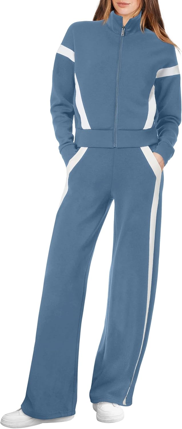 XIEERDUO Lounge Sets for Women 2025 Sweatsuit 2 Piece Outfits Sweatshirt Wide Le...