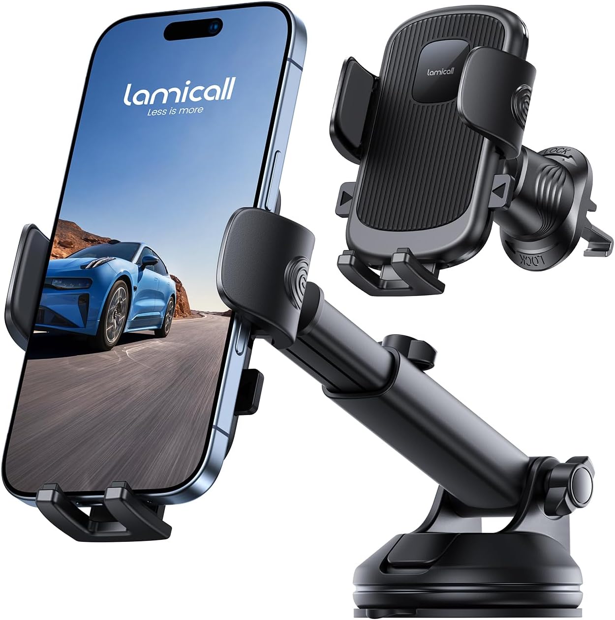 Lamicall Car Phone Holder Mount [3-in-1 Military-Grade Suction Cup] 360° Rotatio...
