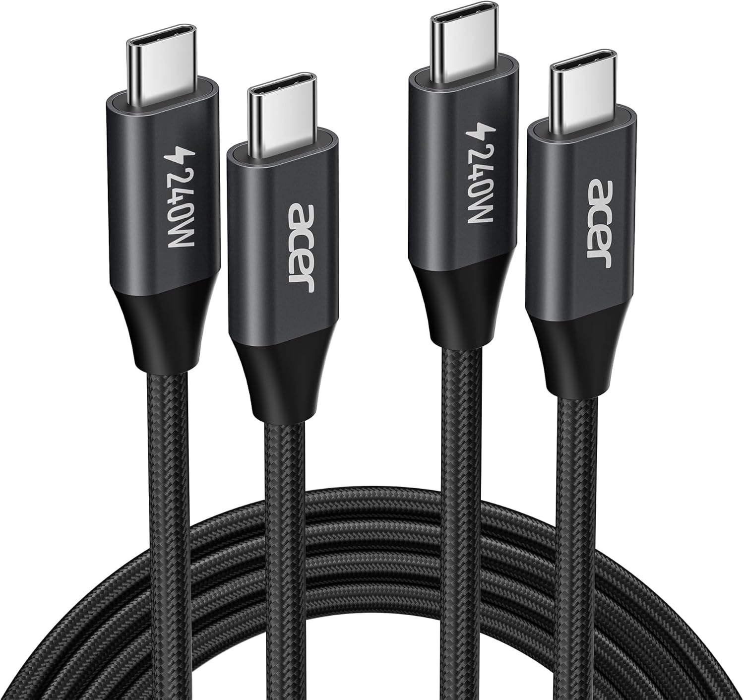 acer USBC Cable, 240W USB C Cable (6.6FT/2 Pack), C to C Fast Charging Nylon Bra...