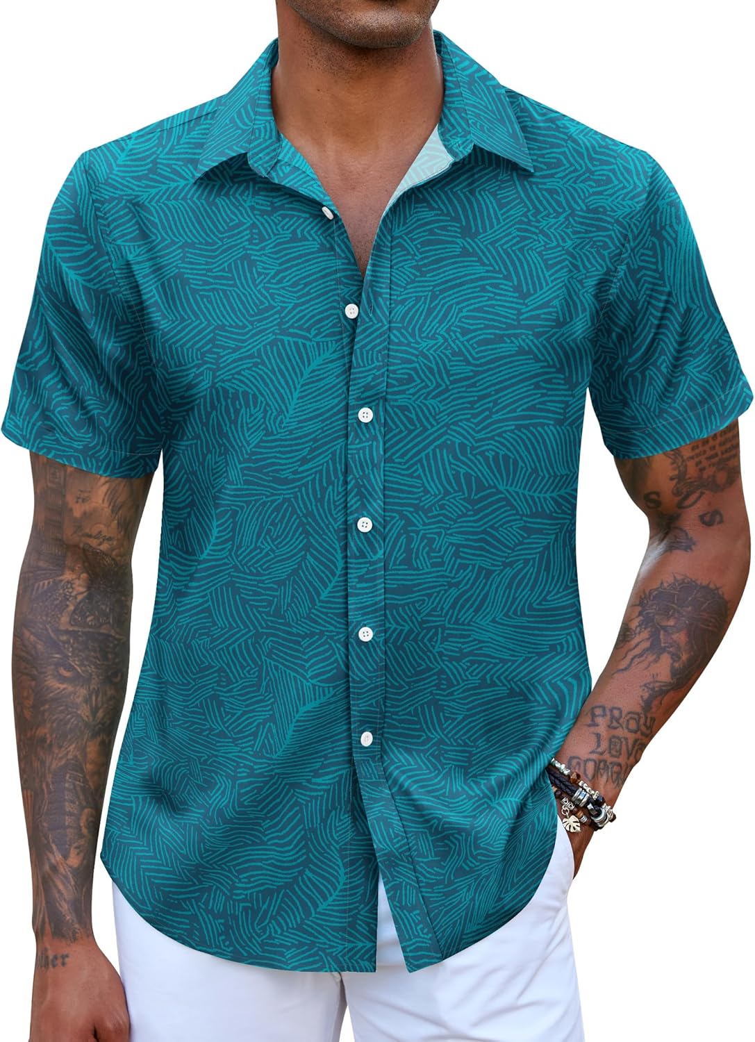 COOFANDY Mens Hawaiian Shirts Short Sleeve Button Down Aloha Shirt Casual Beach...