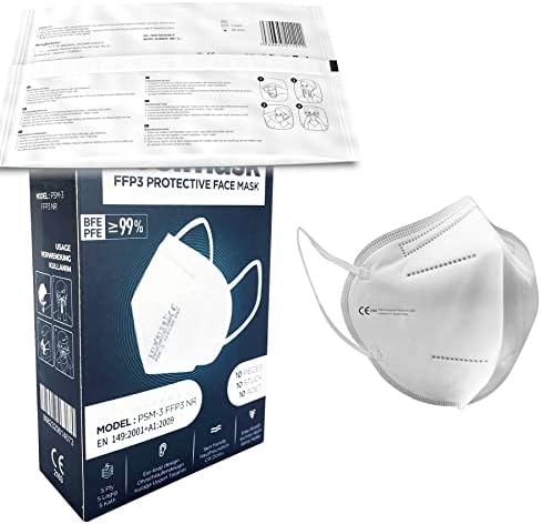 Ezy-Aid 10pk FFP3 Face Mask - Individually Wrapped | 99.43% High Filtration - 5...