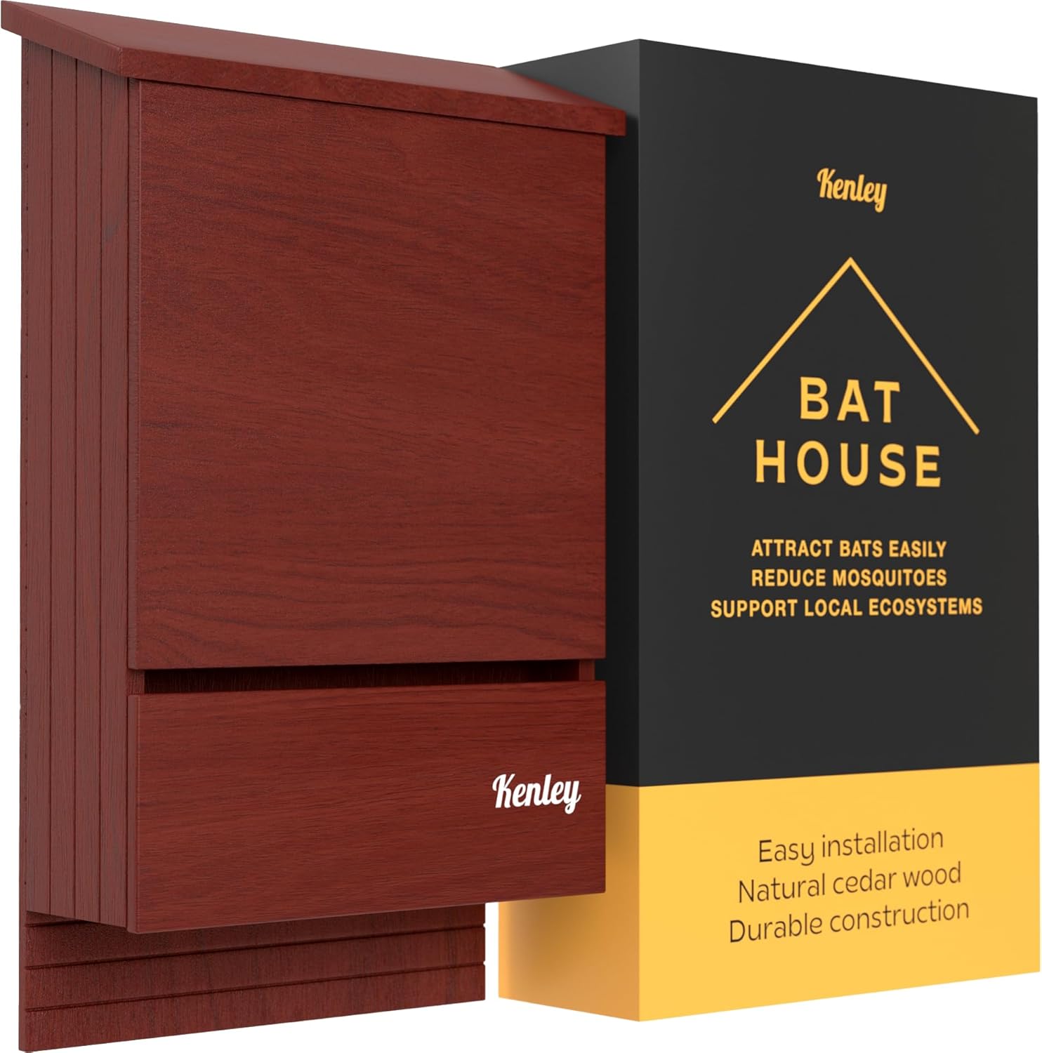 Kenley Bat House - Outdoor Bat Box Shelter with Large Double Chamber - Handcraft...