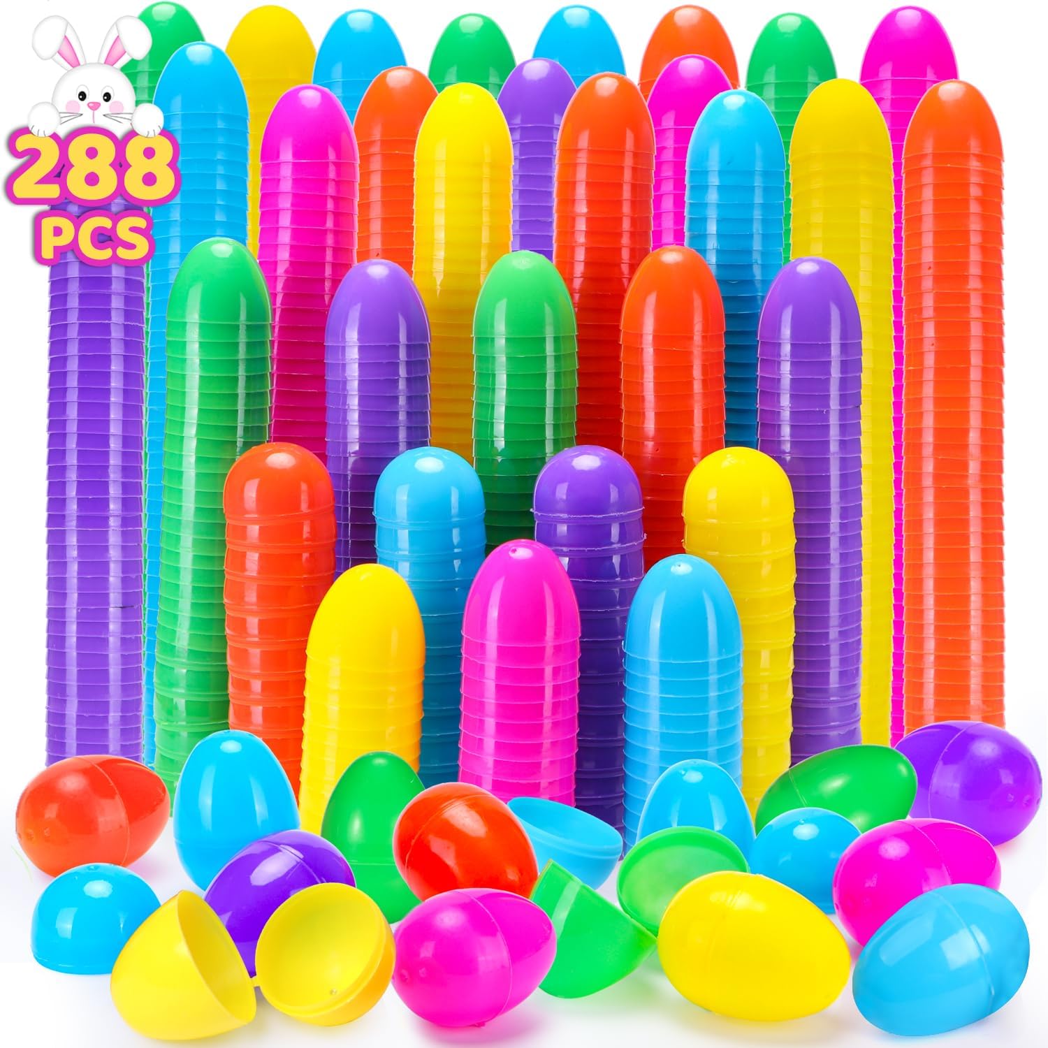288 Easter Eggs -2.36" Bright Colors Plastic Easter Eggs Empty for Easter Hunt,...