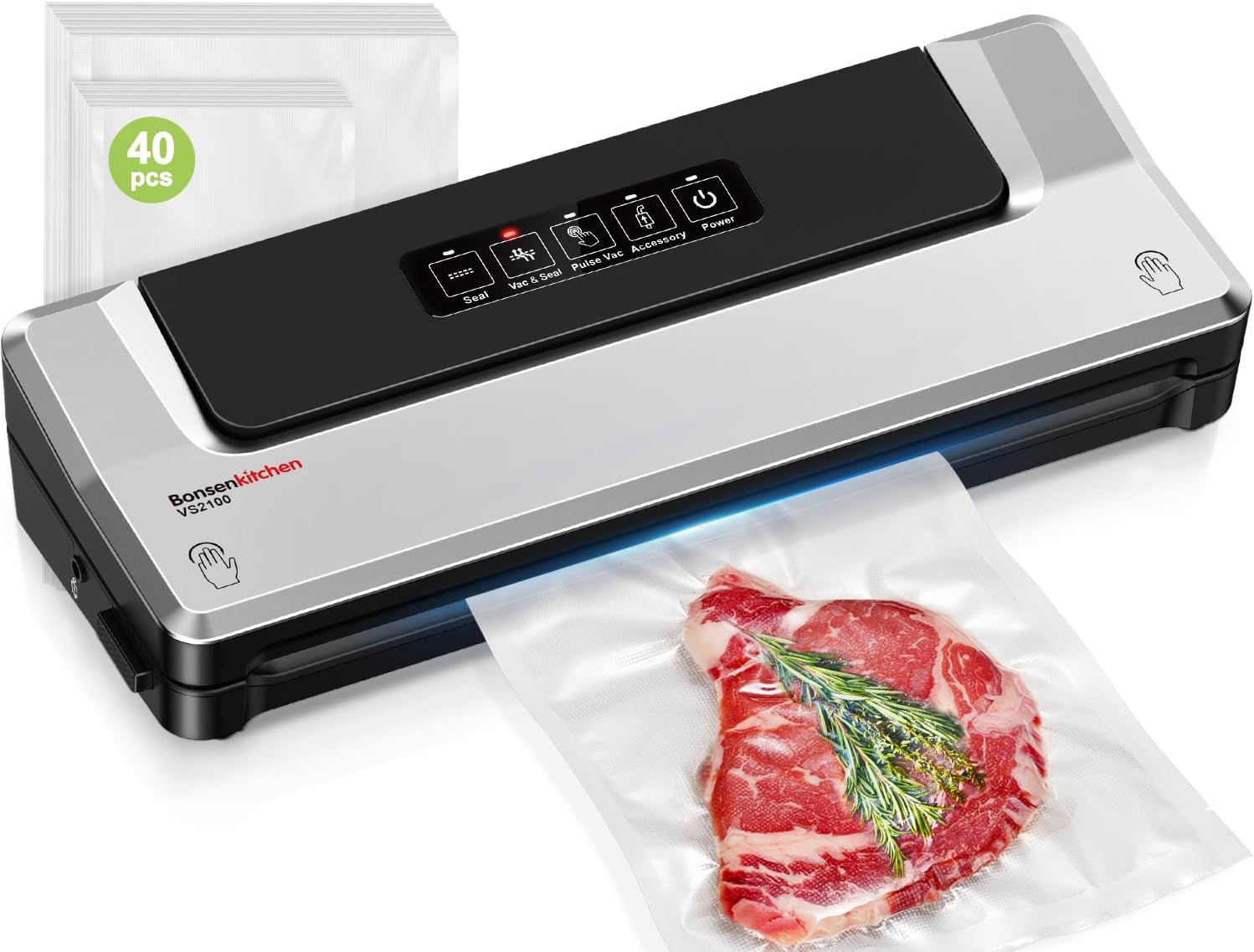 [Updated 2025] Bonsenkitchen Vacuum Sealer Machine + 40 Vacuum Bags, Fast-Compac...
