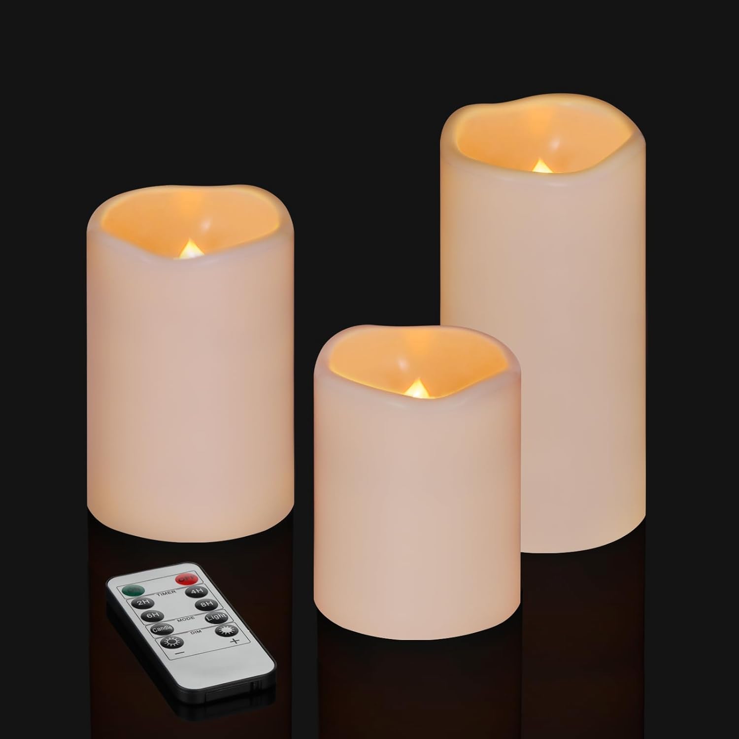 Flameless Candles 4" 5" 6" Set of 3 Ivory Outdoor...