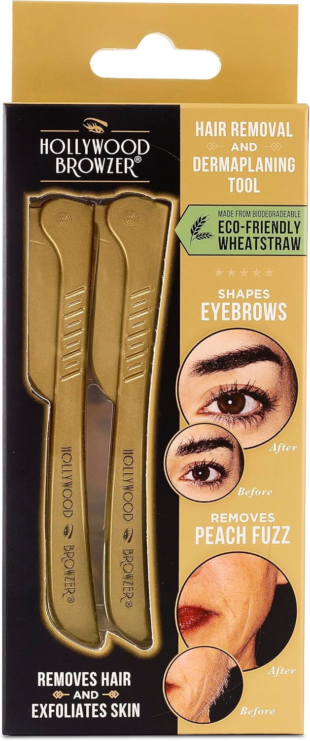 Hollywood Browzer Dermaplaning Blades for Face - Eyebrow Shaping - Removing Unwa...