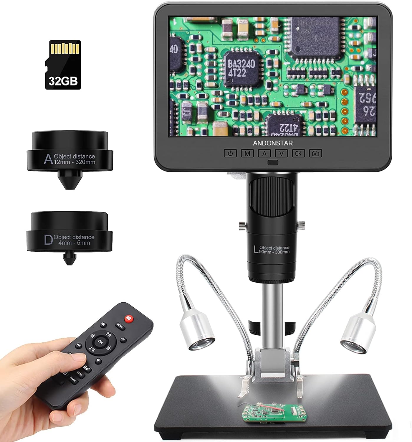 Andonstar AD246S-M HDMI Digital Microscope 2000x for Adults, 3 Lens 2160P UHD Vi...