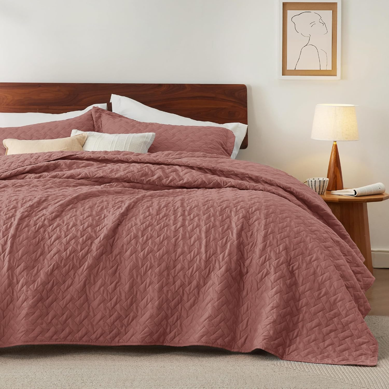 Bedsure Quilts King Size - Lightweight Bedspreads King Size with Basket Weave Pa...