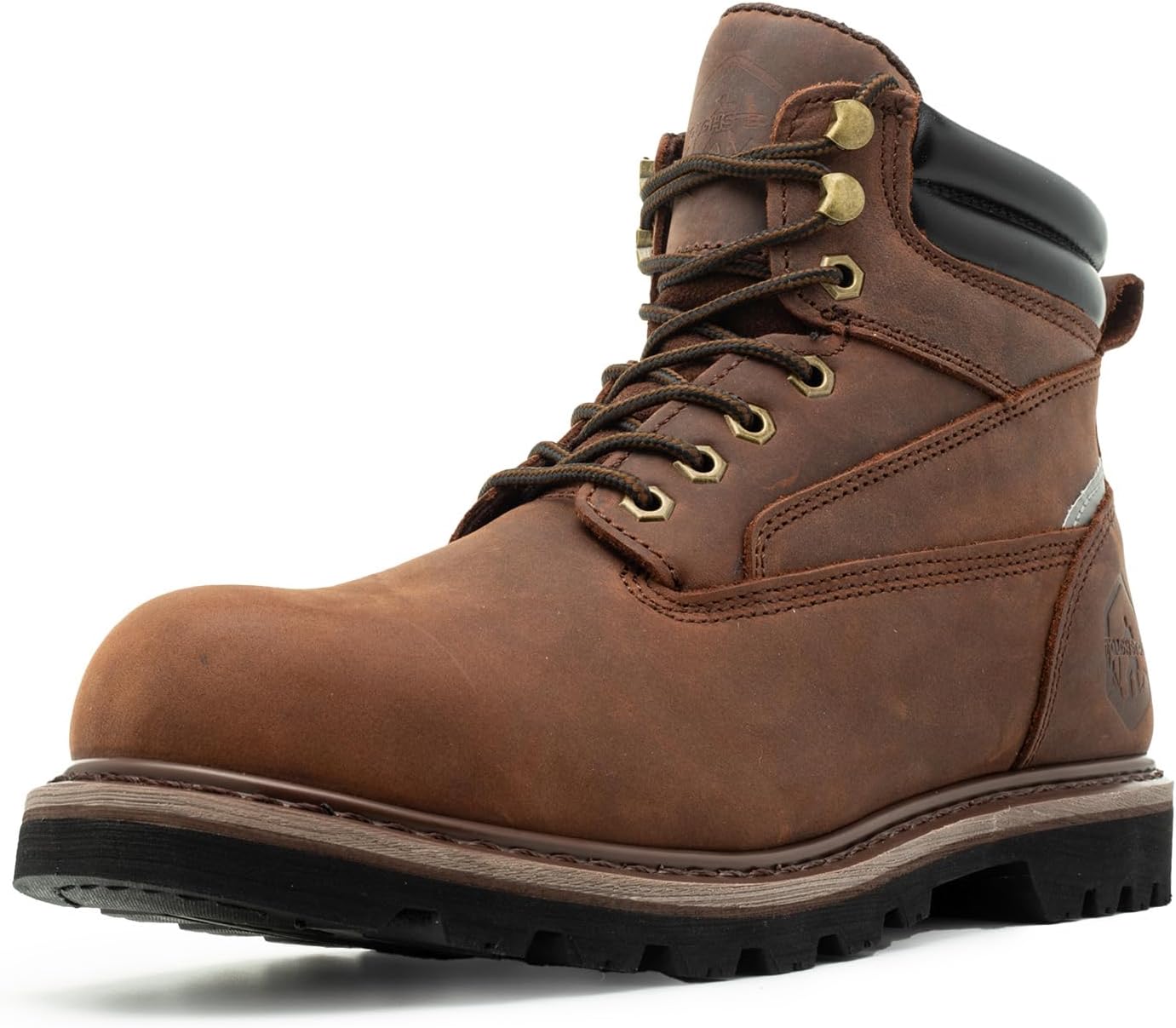 Work Boots for Men Soft Toe Insulated Non Slip Comfortable Black/Brown Leather R...