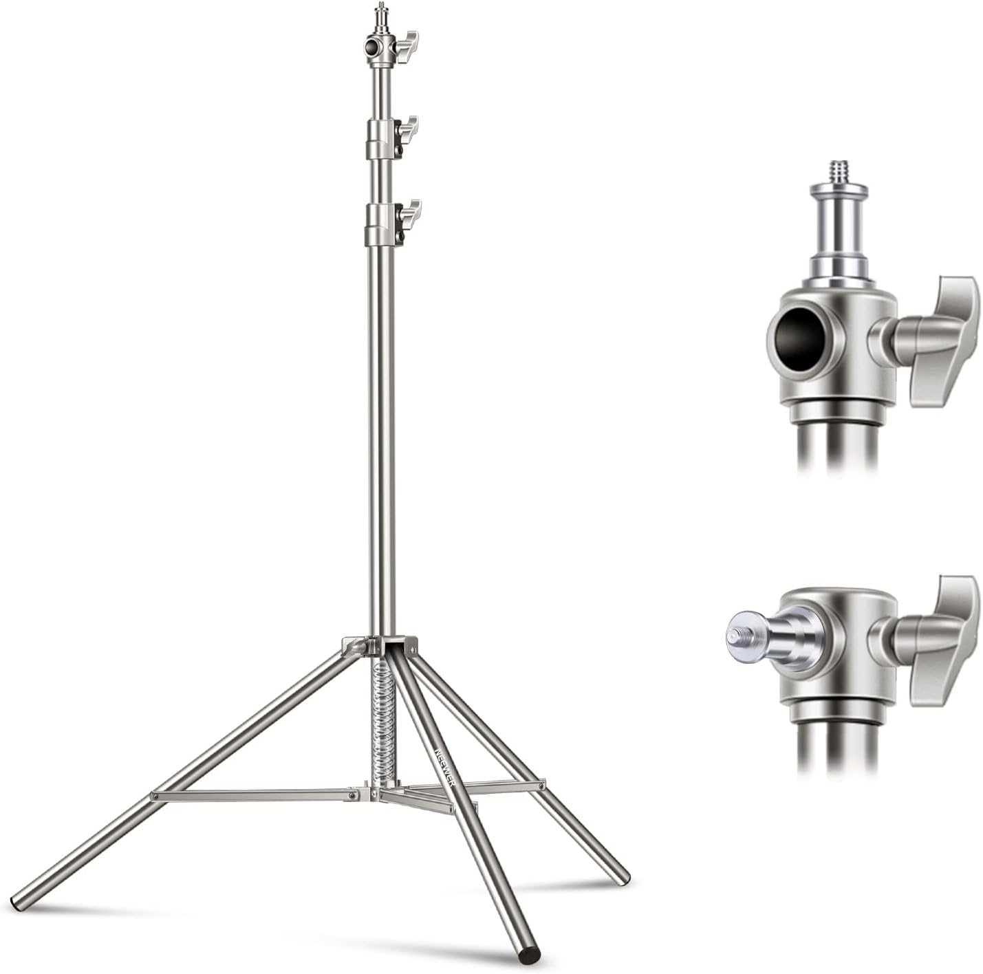 NEEWER 7.2ft/2.2m Stainless Steel Light Stand, Spring Cushioned Heavy Duty Photo...