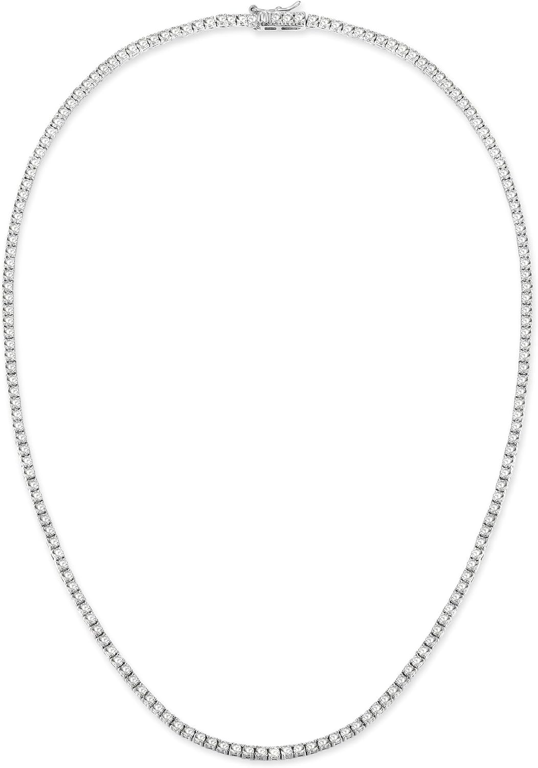 Gemsme 18K White/Yellow Gold Plated 3.0mm Round Cubic Zirconia Classic Tennis Ne...