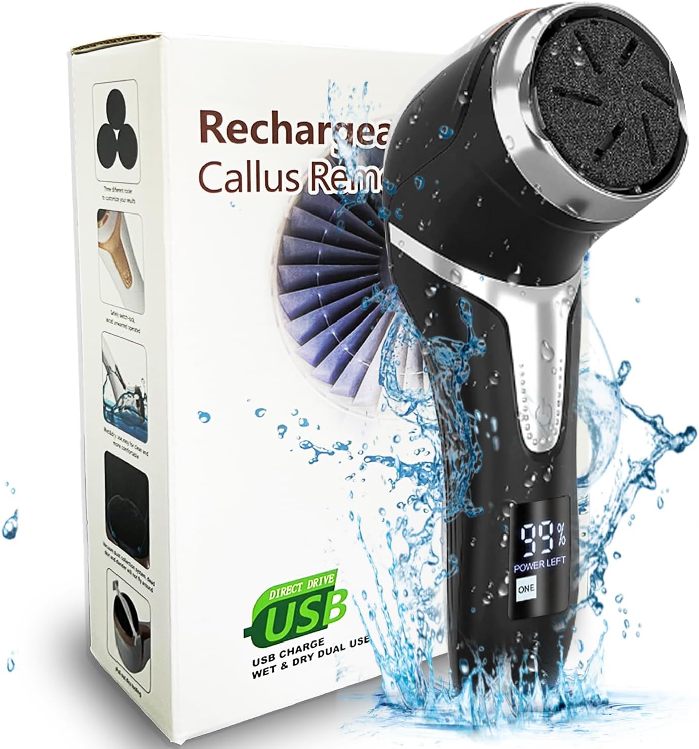 Electric Callus Remover for Feet (with Dander Vacuum), Portable Pedicure Kit Foo...