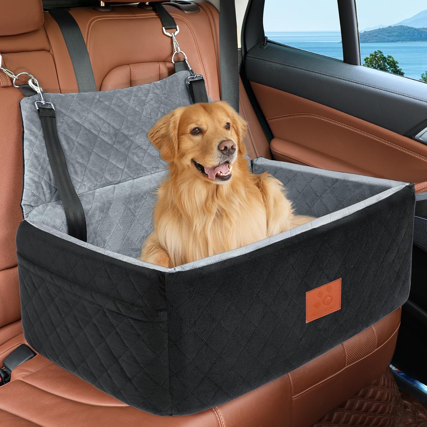 Dog Car Seat for Large Medium Dogs,Washable Pet Carseat Under 55 lbs or 2 Small...