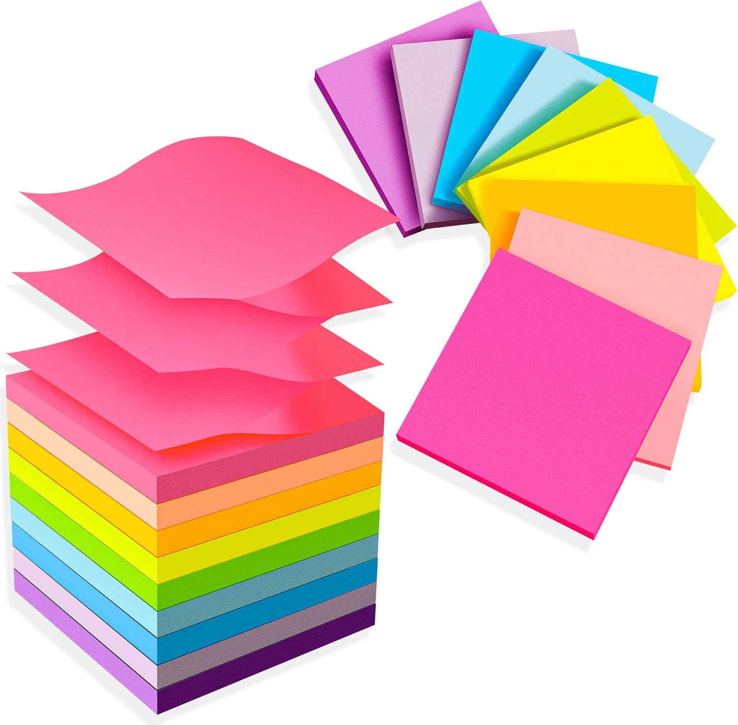 (18 Pads) Pop Up Sticky Notes 3x3 Refills, Strong Adhesive Memo Pad Bulk with 9...