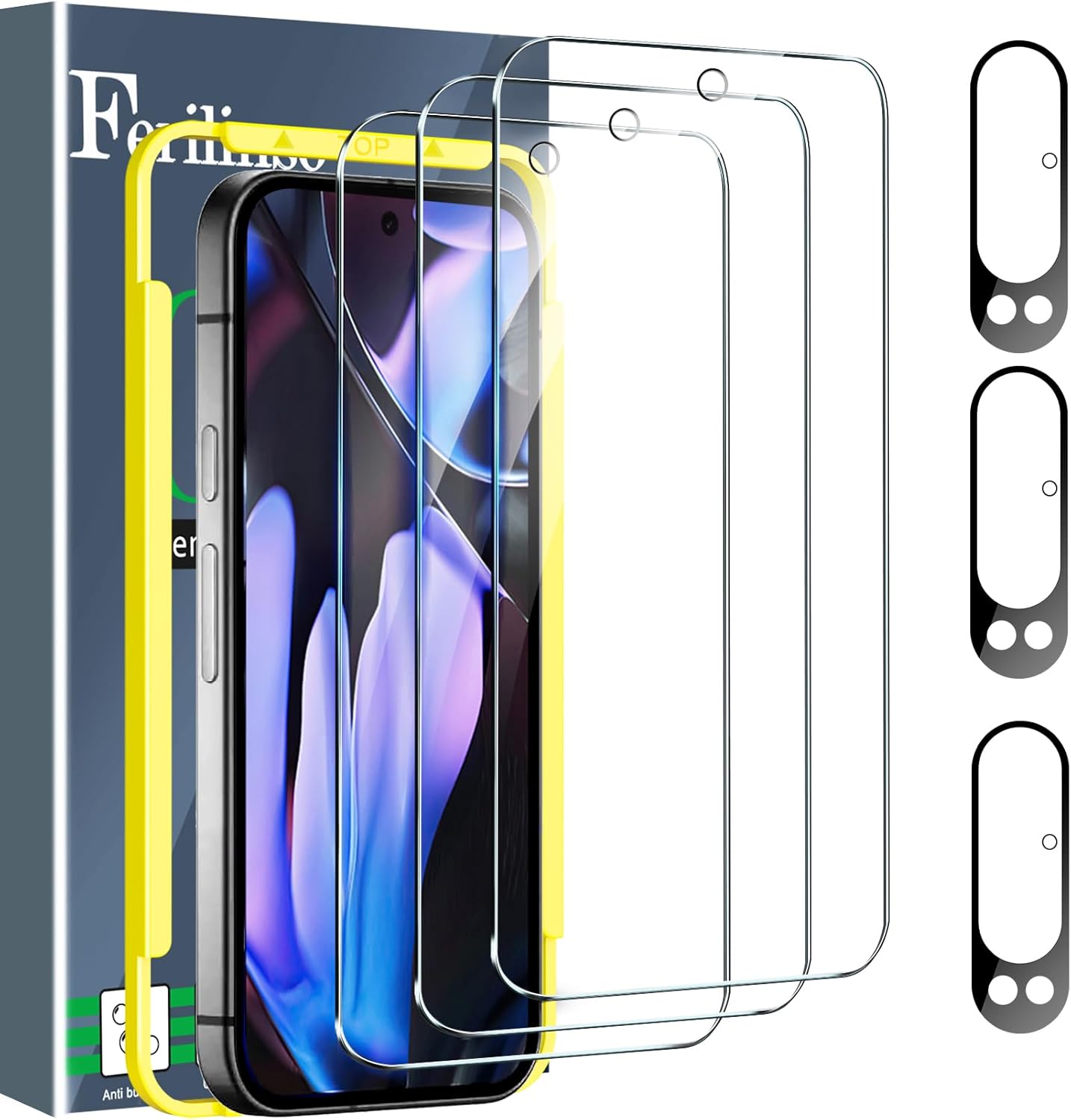 Ferilinso Full Coverage 3 Pack Screen Protector for Google Pixel 9 Pro XL [Phone...