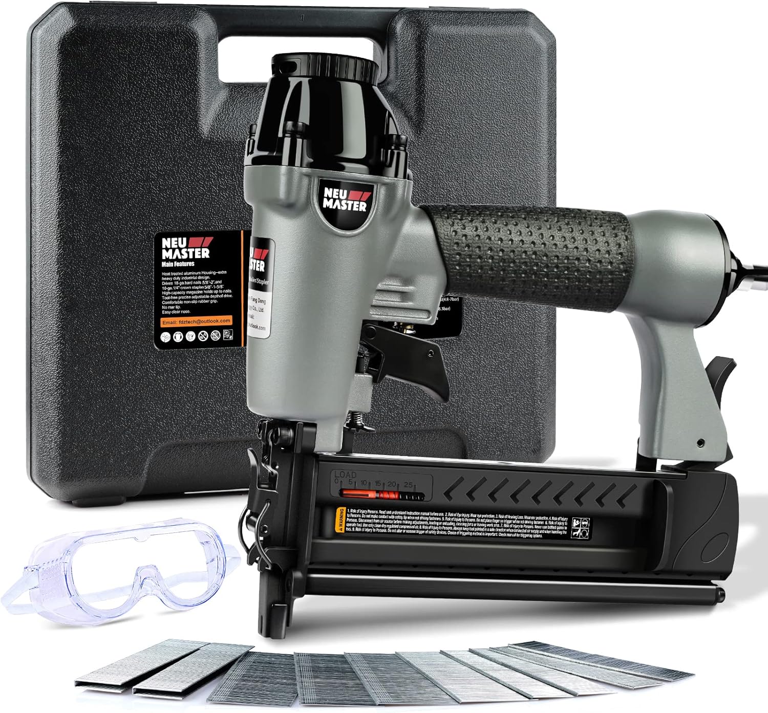 NEU Master Pneumatic Brad Nailer, 2 in 1 Nail Gun Staple Gun Fires 18 Gauge 2 In...