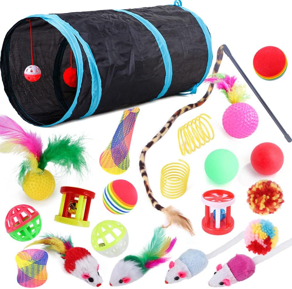 22 Pcs Cat Toys Interactive for Indoor Cats Tunnel...