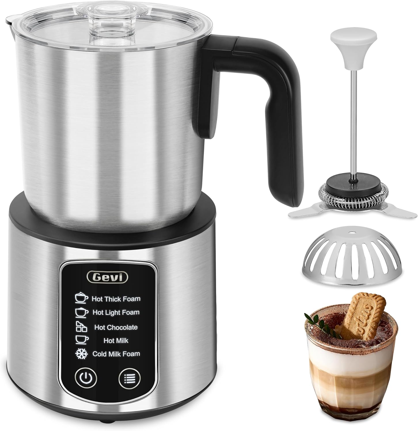 Gevi Hot Chocolate Maker with 5 in 1 Milk Frother and Steamer, Professional Milk...