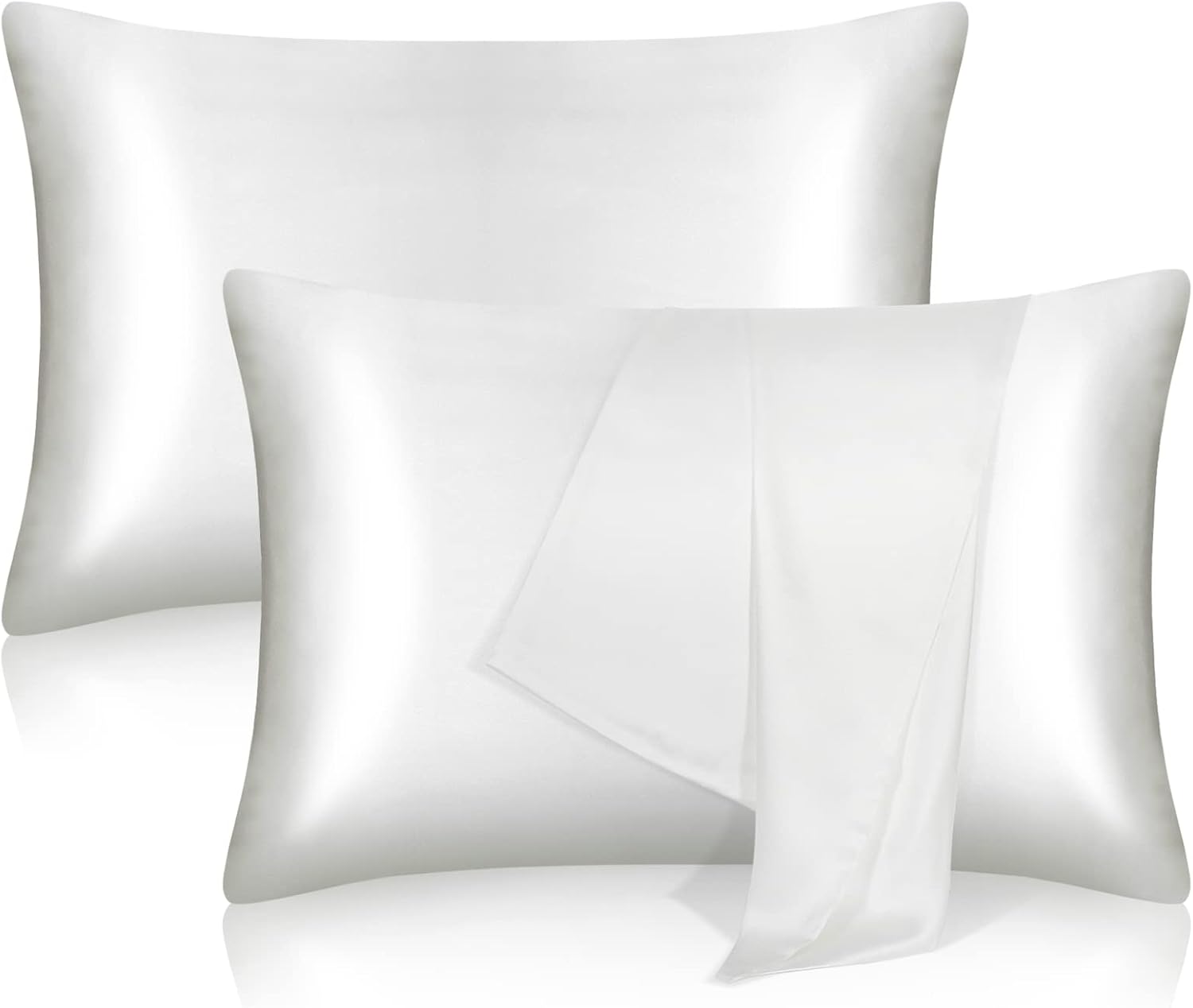 Premium Tenn Well Silk Pillowcases, Luxurious 2 Pack Silk Pillowcases for Hair a...