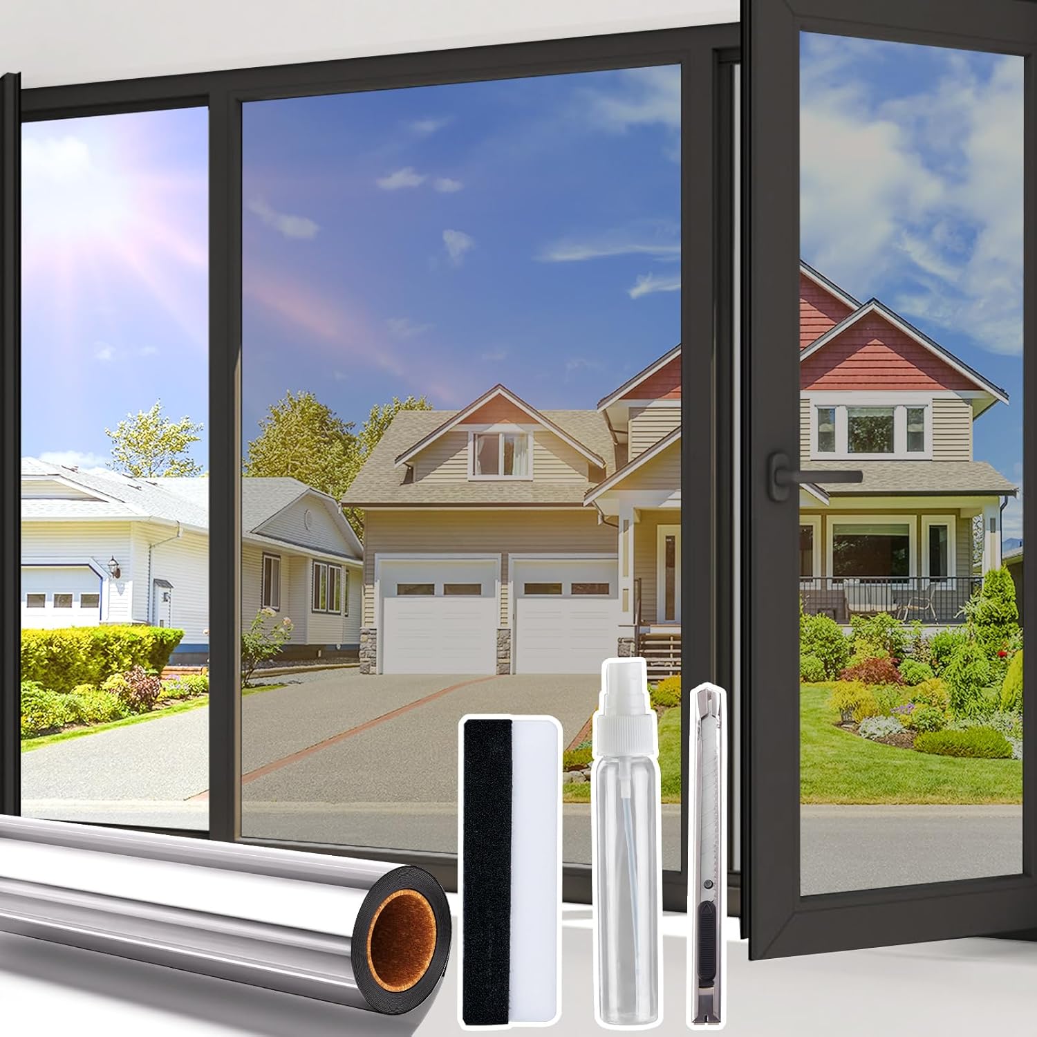 Beautysaid One Way Window Film Privacy Film for Glass Windows 44.5 x 200cm, Heat...