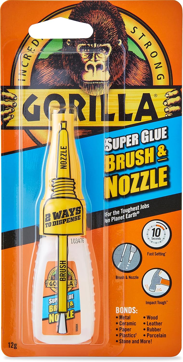Gorilla Super Glue 2-in-1 Brush & Nozzle, 12g – All Purpose, Fast Setting, Dual...