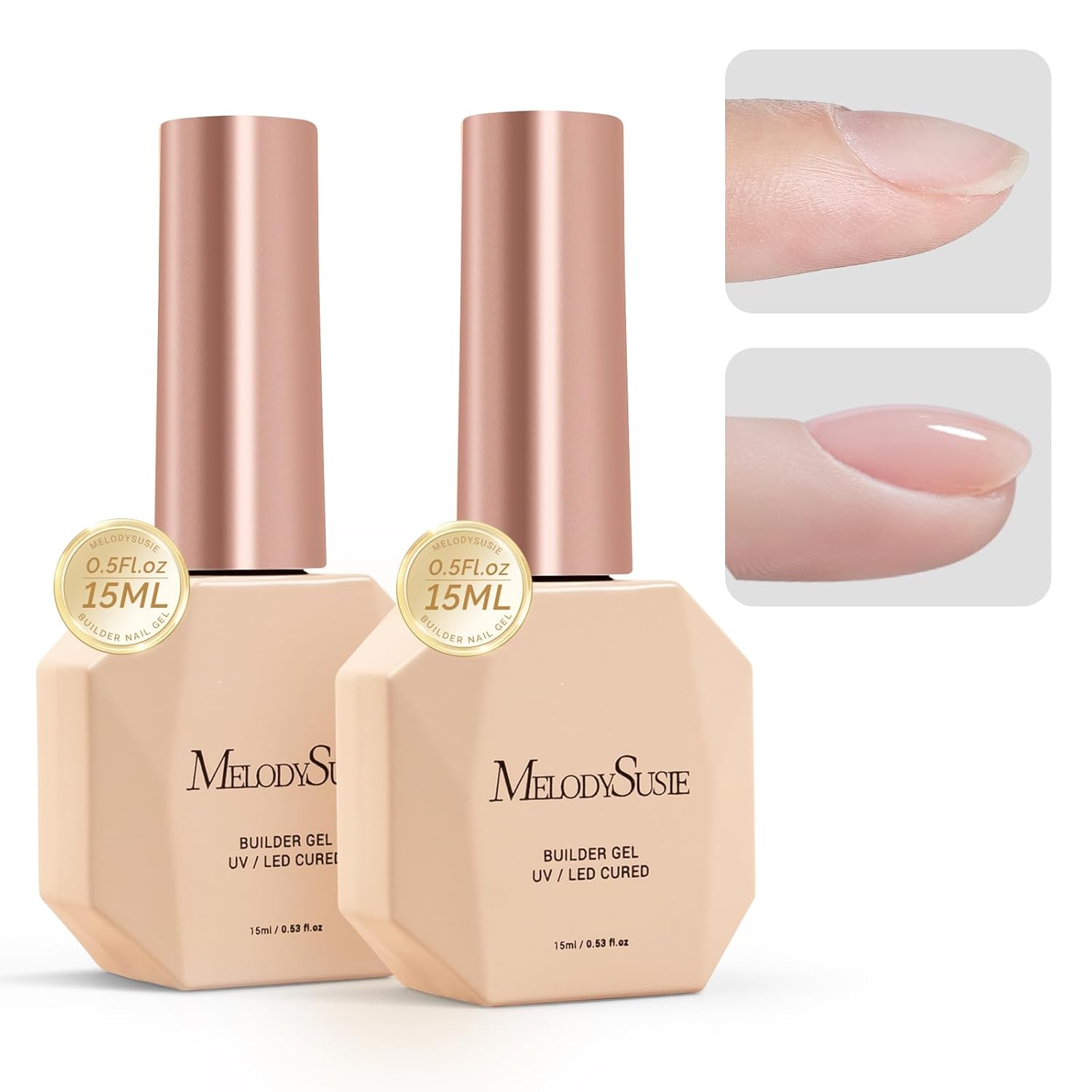 MelodySusie 2PCS Builder Nail Clear Base Gel Builder Gel for Nails Thickening, S...