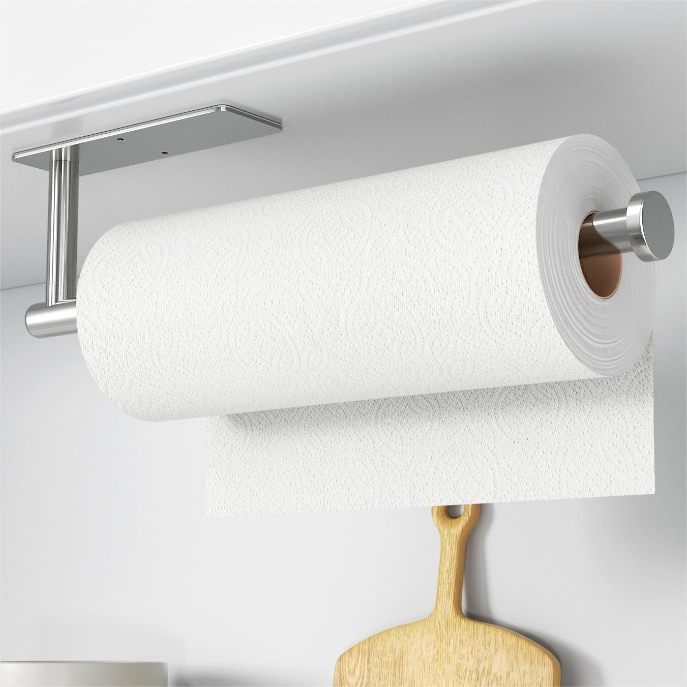 Paper Towel Holder - Self-Adhesive or Drilling, Brushed Nickel, Wall Mounted, SU...
