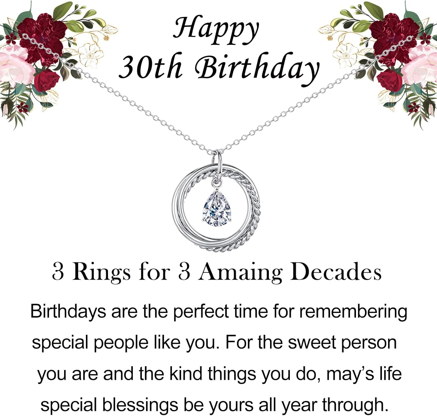 Unique VOSAP Birthday Gifts, Special Sterling Silver Chain Necklace for Women, B...