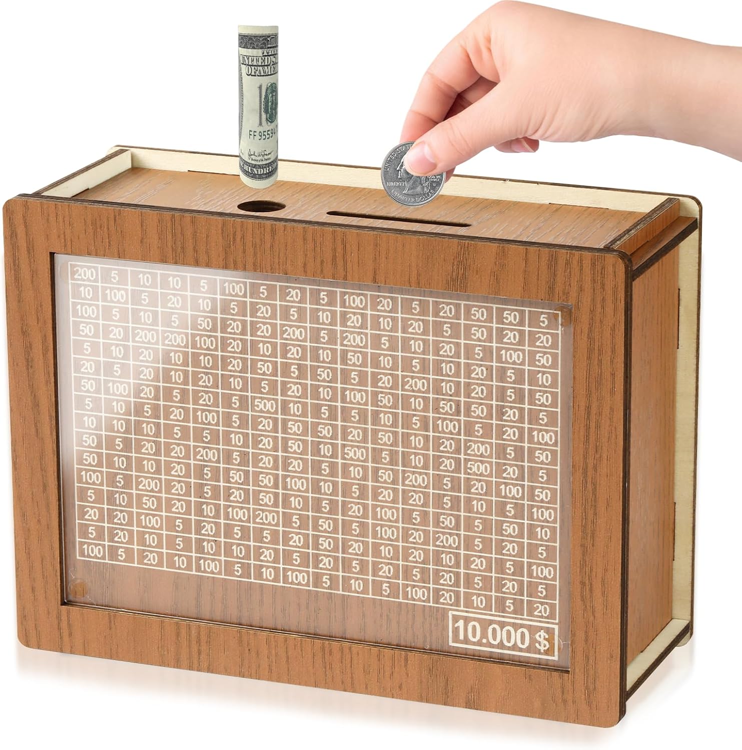 10000 Savings Challenge Box, Money Saver Box 10k Smash, Wooden Digital Save Pigg...