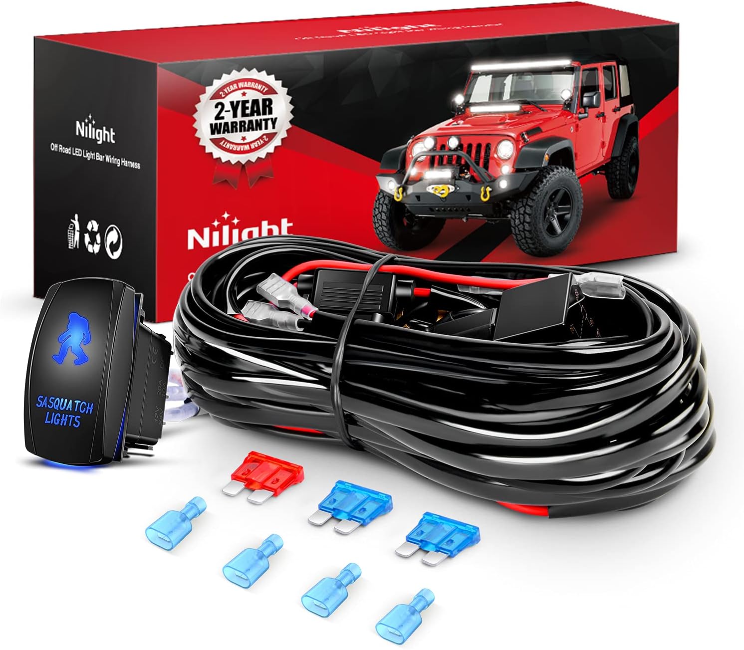 Nilight - 10013W NI -WA 07 LED Light Bar Wiring Ha...