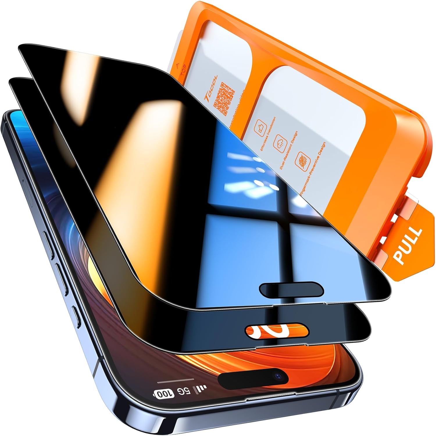 TOCOL for iPhone 15 Privacy Screen Protector [9H+ Hardness] Tempered Glass Full...