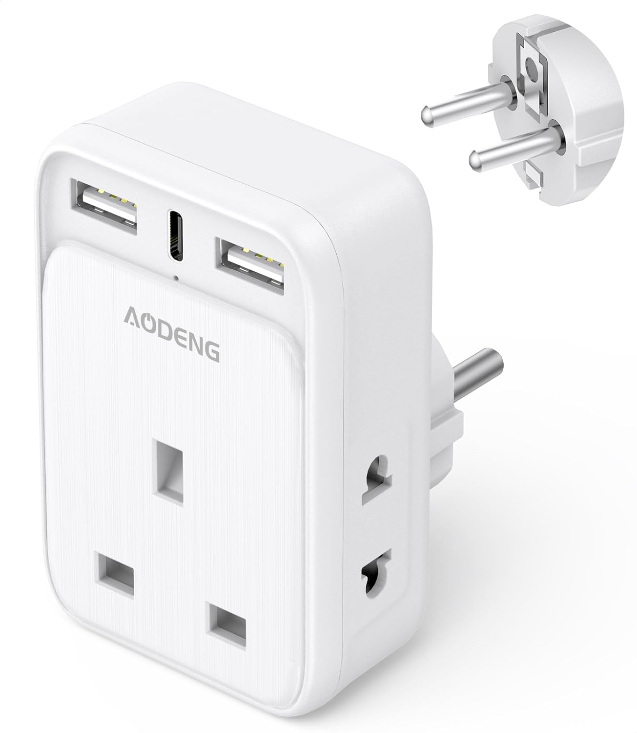 UK to European Plug Adaptor with 3 USB Ports(1 20W USB C Ports) and 2 Shaver Ada...