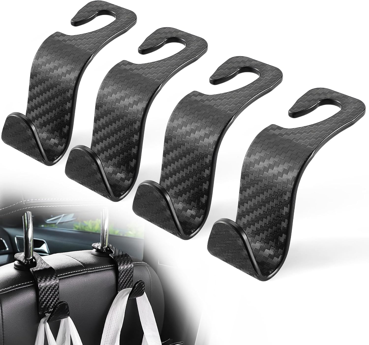 LivTee Car Purse Hook, 4 Pack Universal Auto Seat Headrest Hook Hangers Organize...