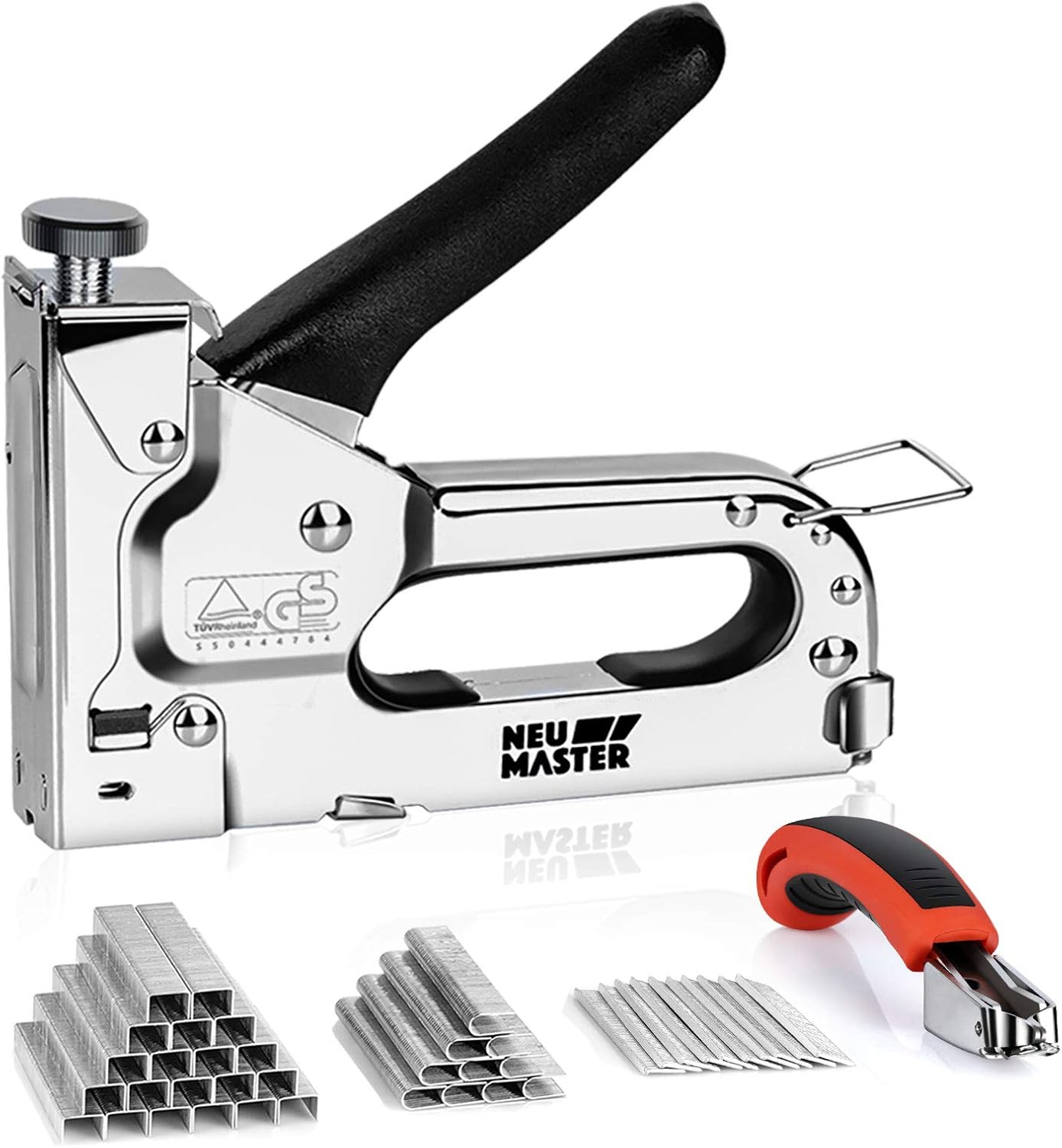 NEU MASTER 3 in 1 Staple Gun, Manual, Heavy Duty with Stapler Remover and 2000Pc...