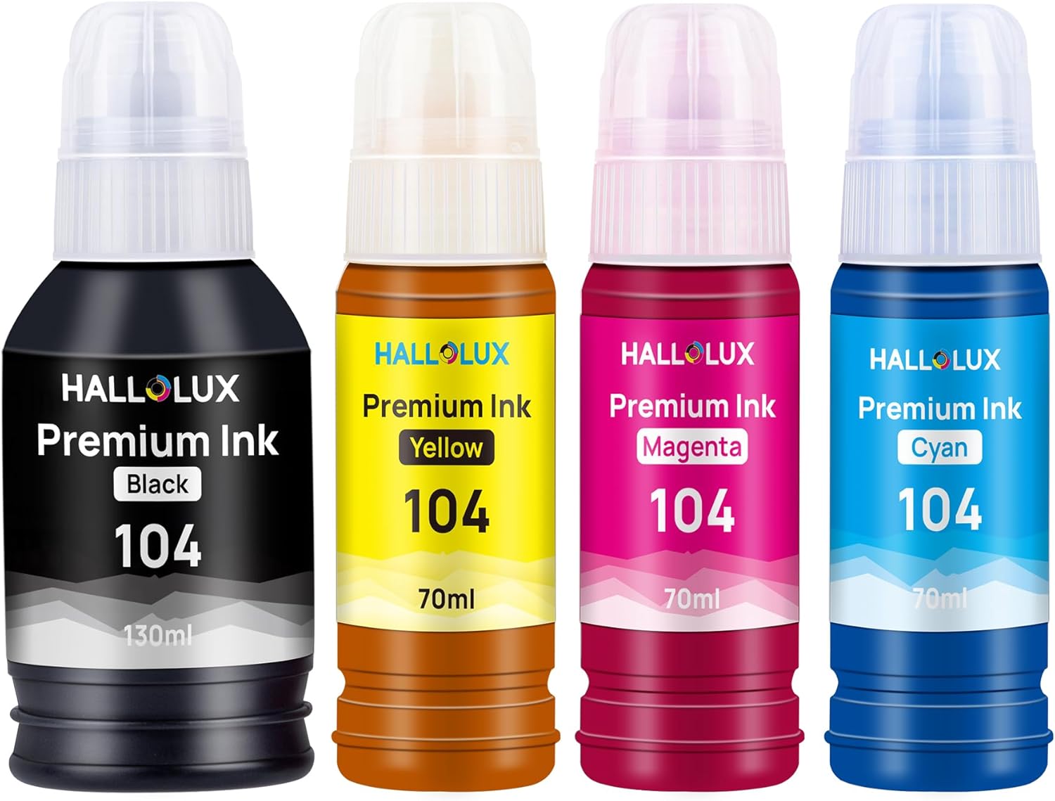 HALLOLUX 104 Ink Compatible for Epson 104 Ink Bottle Multipack for Epson EcoTank...