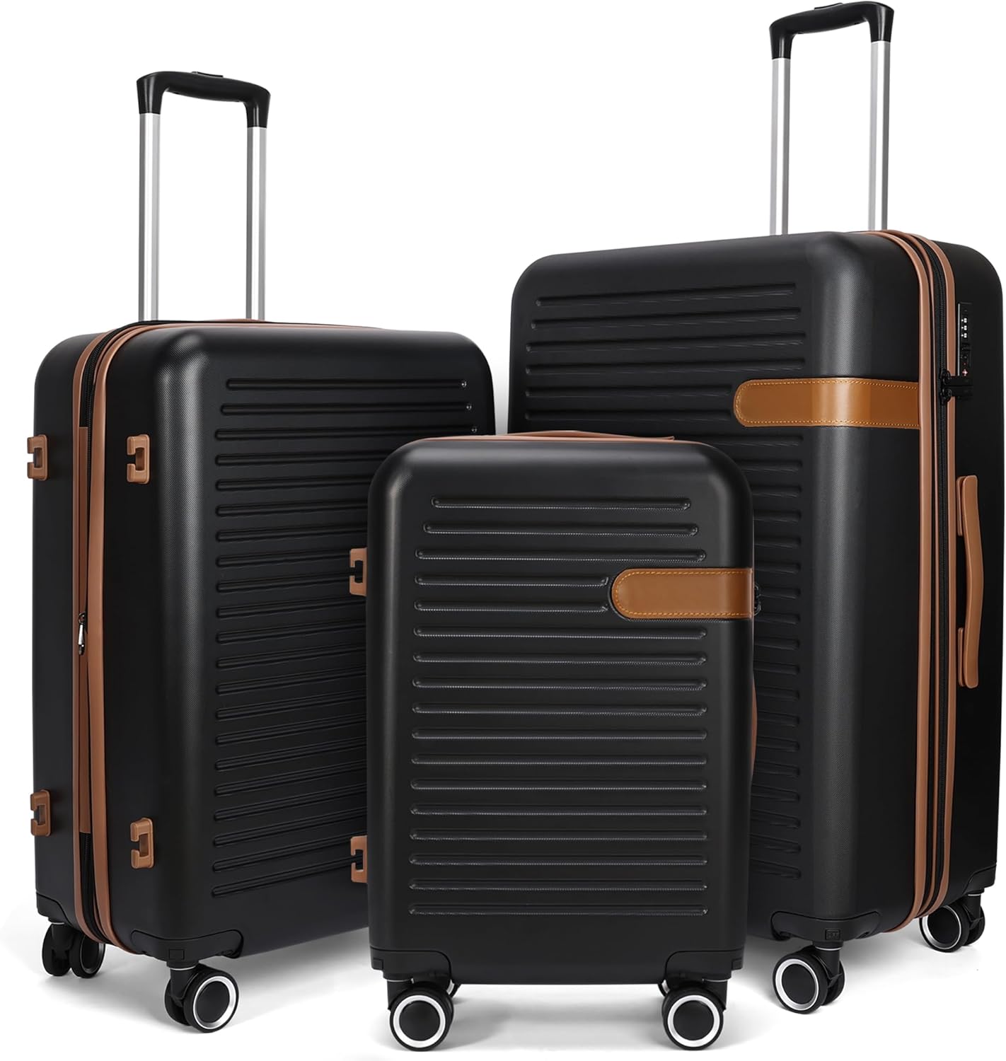 Luggage Sets 3 Piece with Spinner Wheel, Hardside Suitcase Set with TSA Lock, Ex...