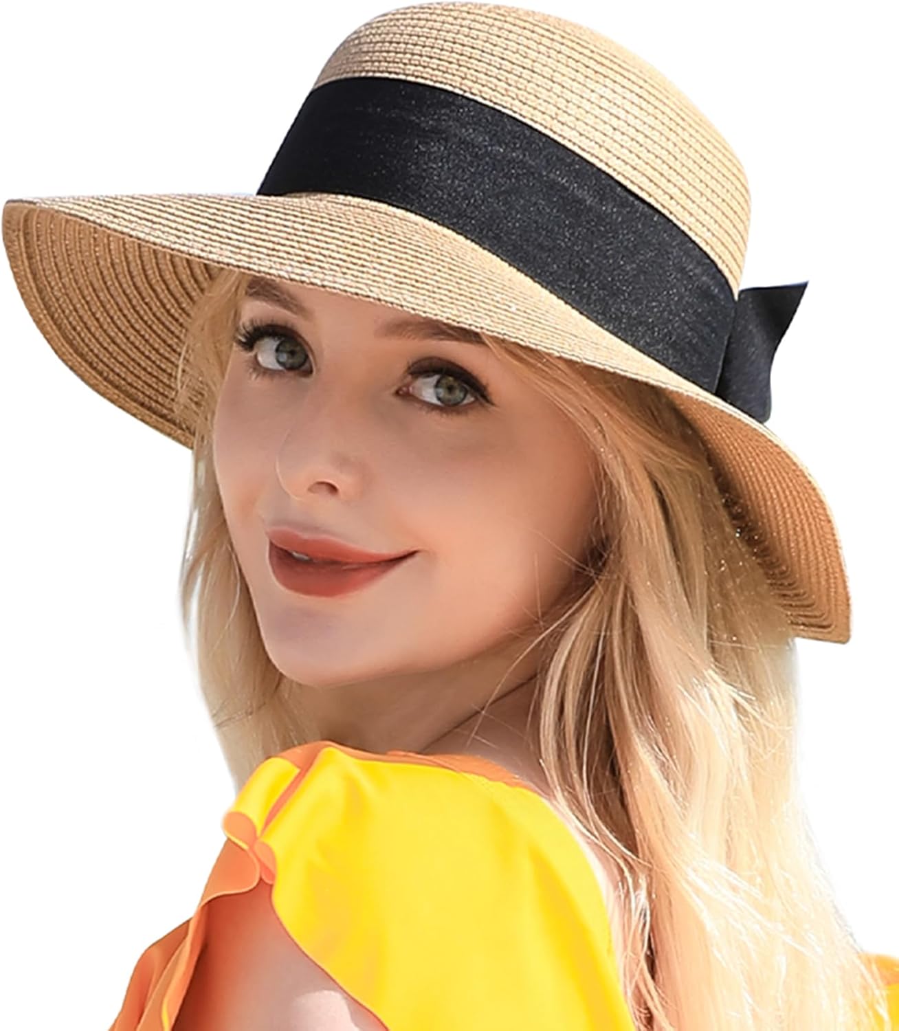 Beach Sun Hats for Women, Straw Hat for Women UPF 50+ UV Sun Protection Summer H...