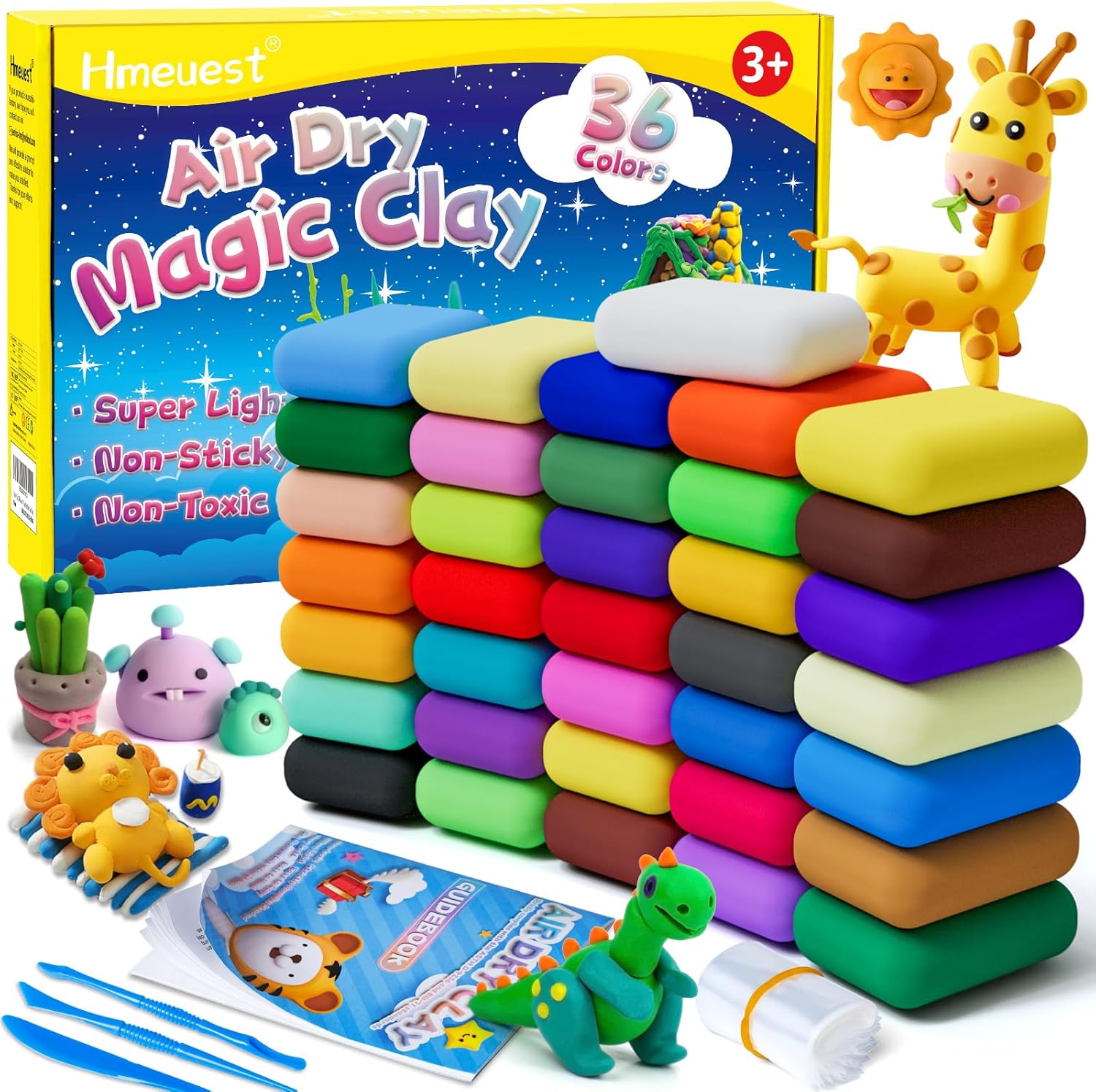 Air Dry Clay, 36 Colors Modelling Clay Kit for Kid, Ultra Light Non-Toxic Air Dr...