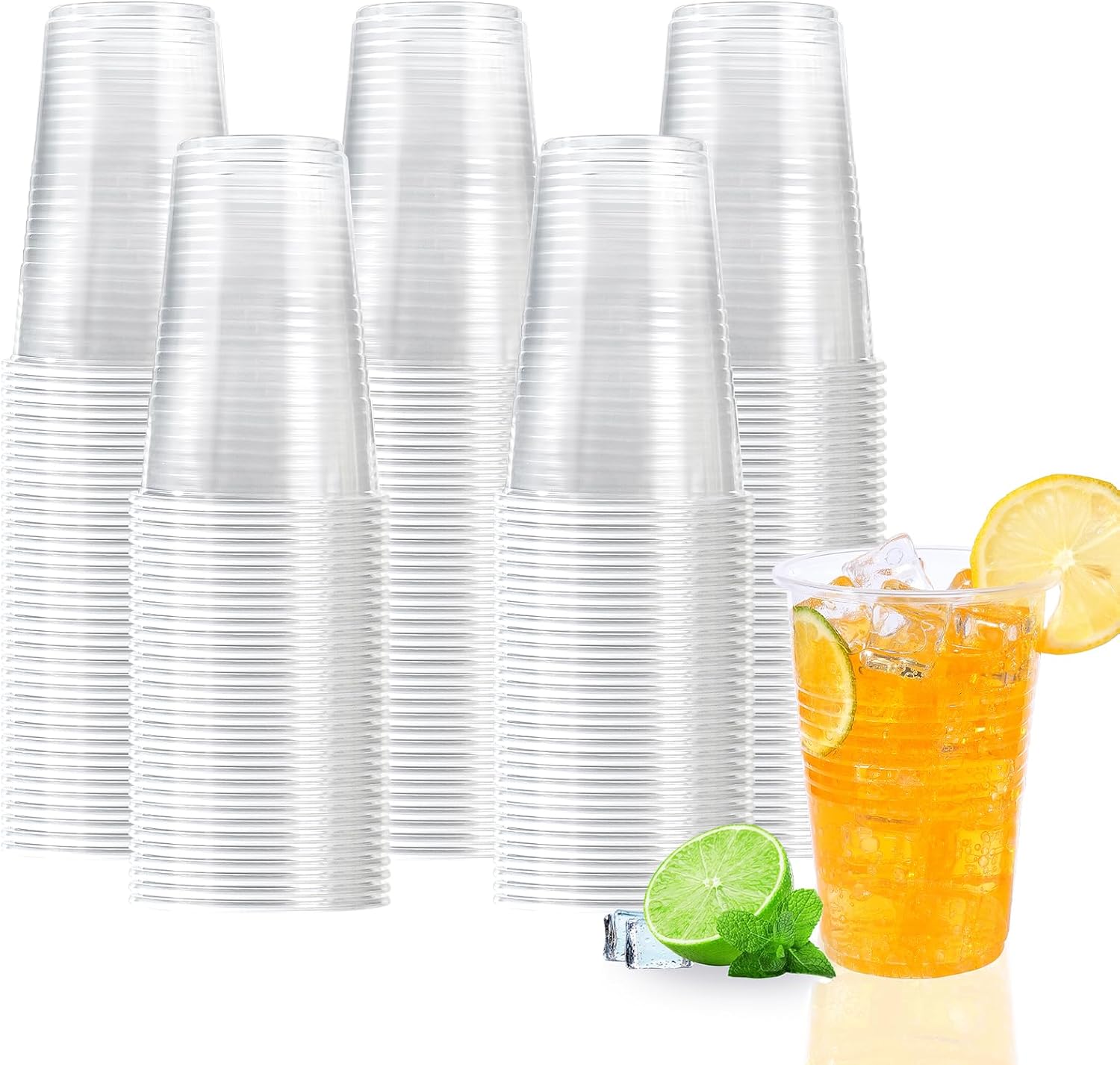 9 oz Clear Plastic Cups, 500 Count Plastic Cups Bulk, PP Clear Plastic Cups for...